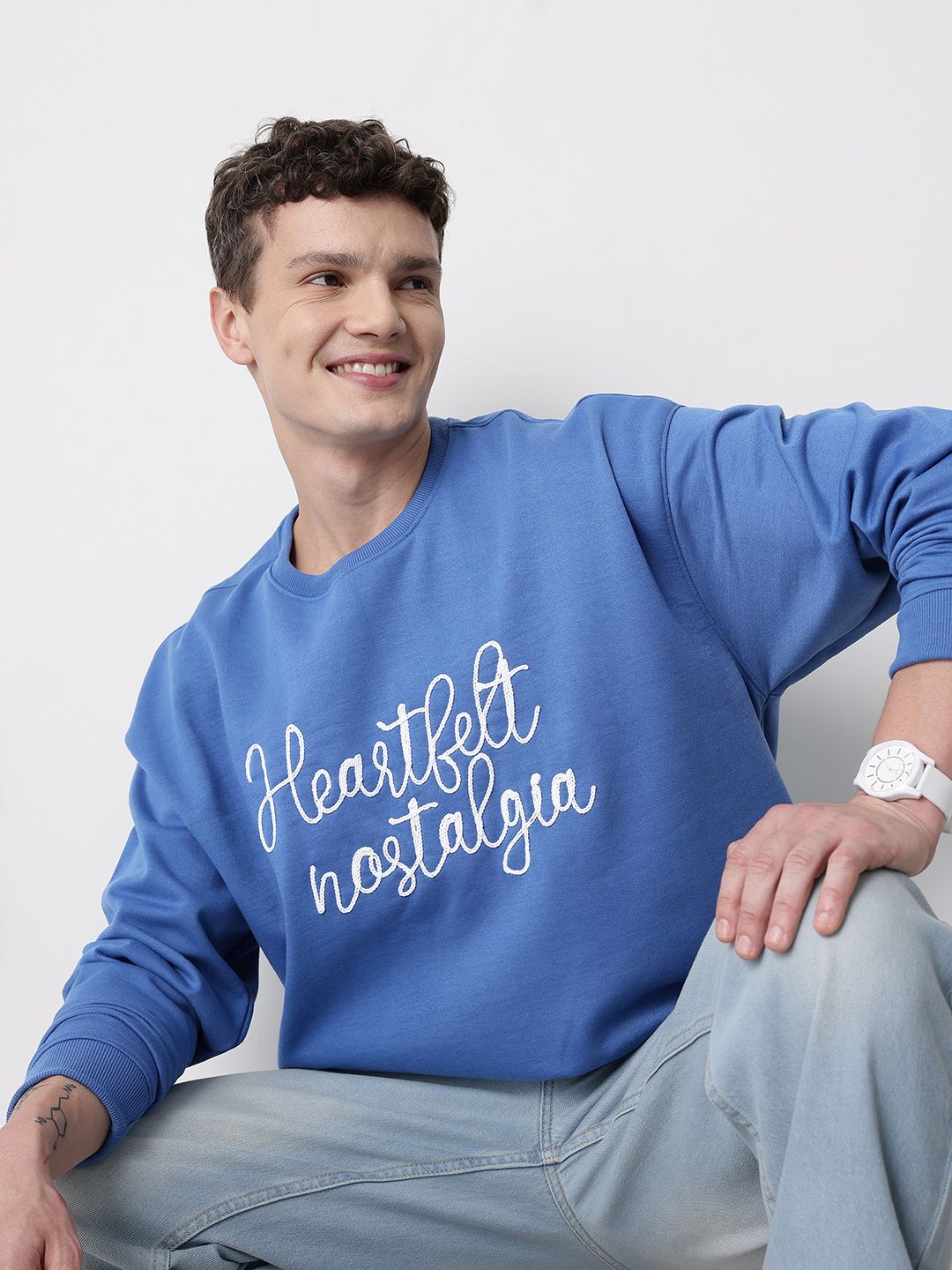 Mast & Harbour Typography Printed Applique Sweatshirt