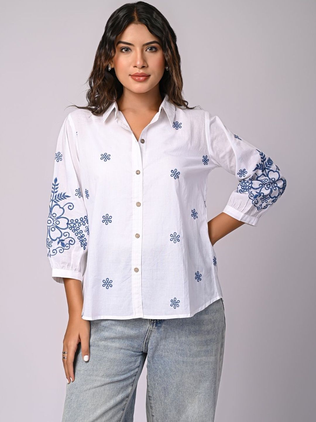 Embroidered Cotton Shirt Zolo Label Embroidered Ethnic Cotton Shirt