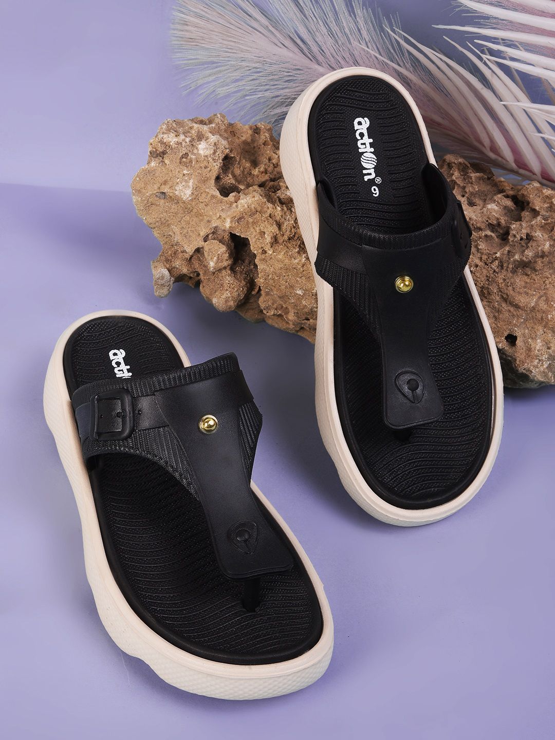 Action Plus Women Textured Thong Flip-Flops
