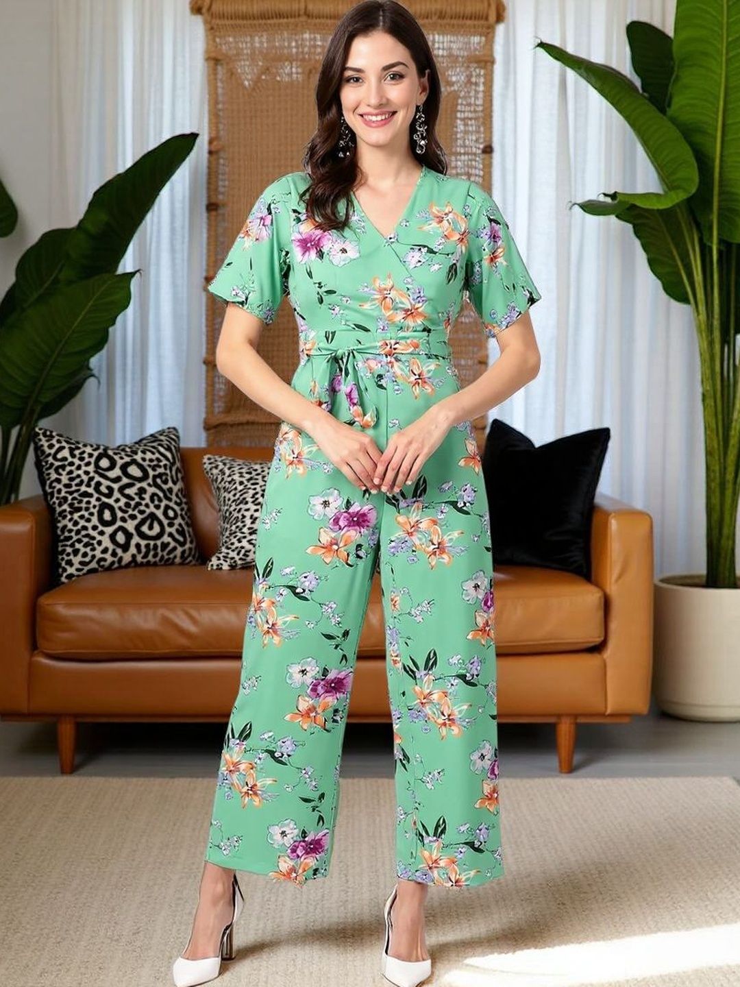 SZN Women Printed Floral Overlapping Jumpsuit