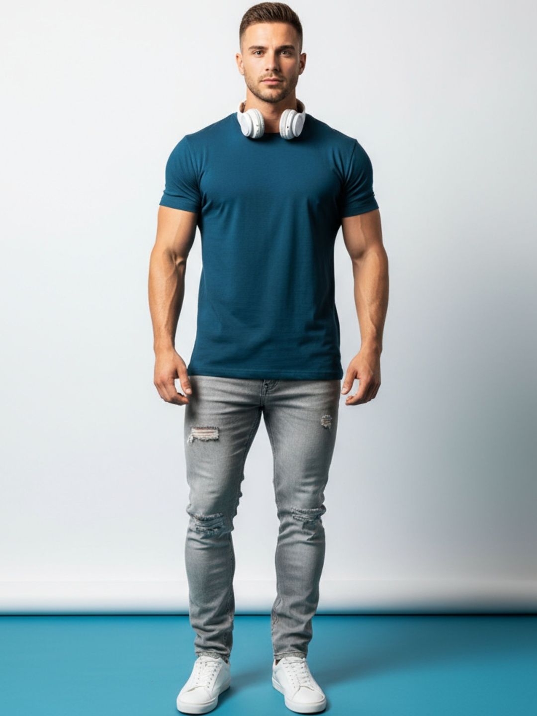 HERE&NOW Round Neck Short Sleeves Bio Finish Pure Cotton T-Shirt