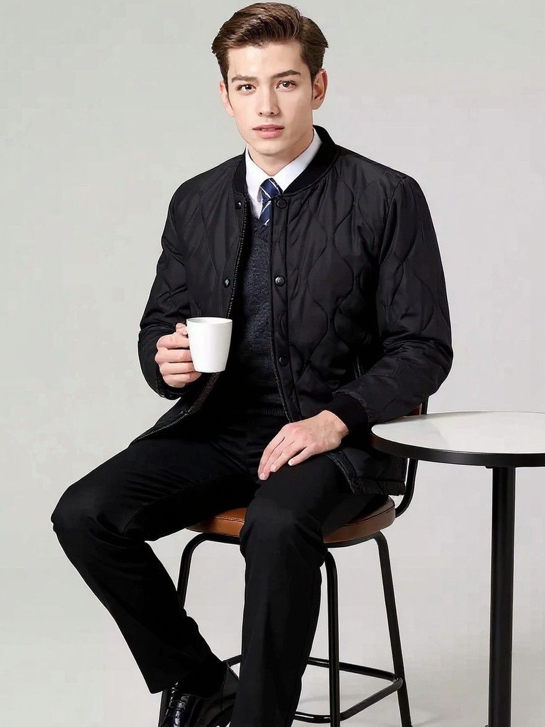 HERE&NOW Men Black Cotton Solid Jackets