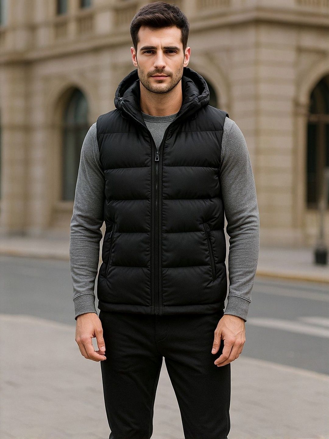 HERE&NOW Men Black Nylon Solid Jackets