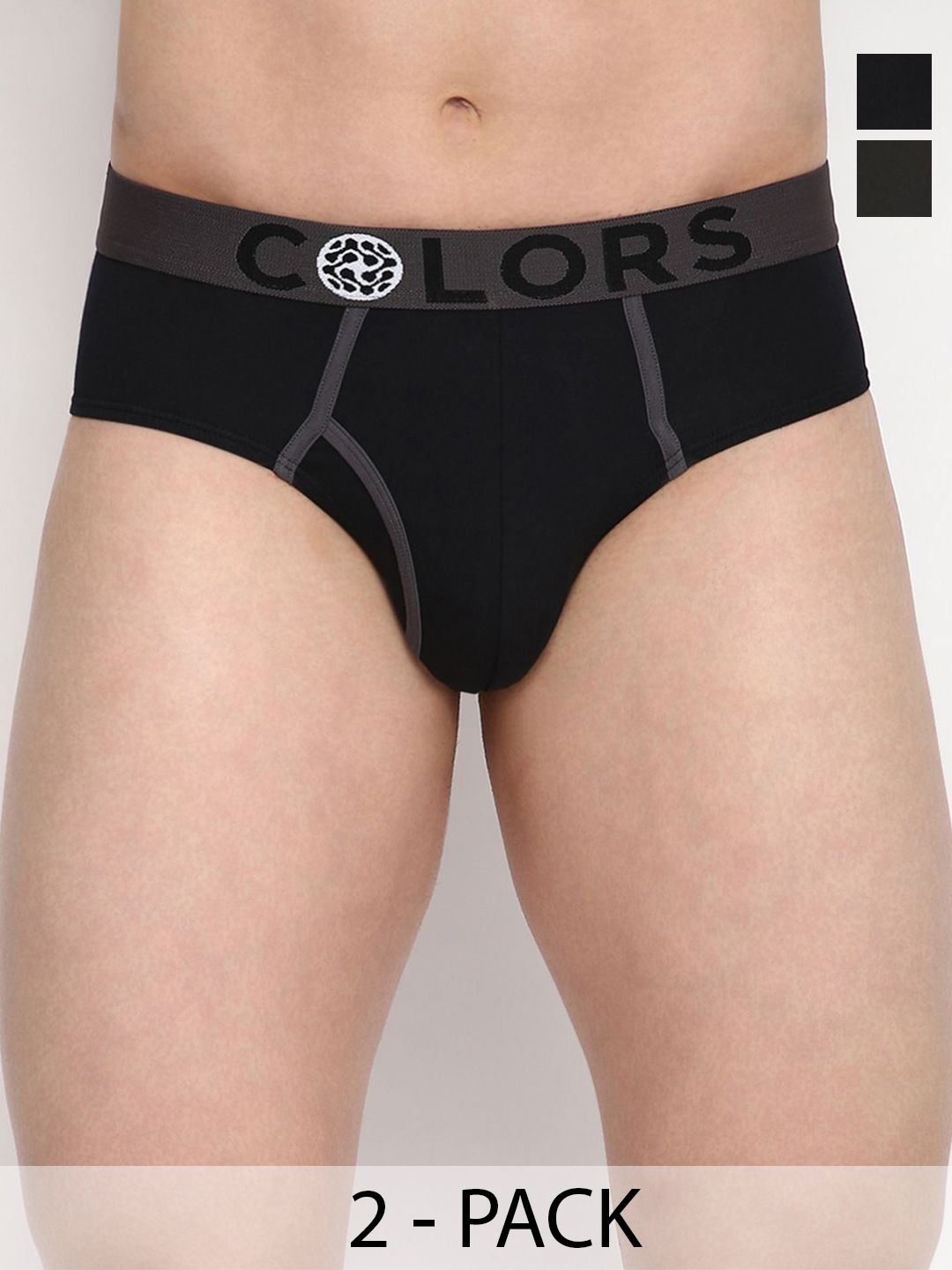 COLORS by Rupa Frontline Pack of 2 Solid Mid-Rise Basic Briefs