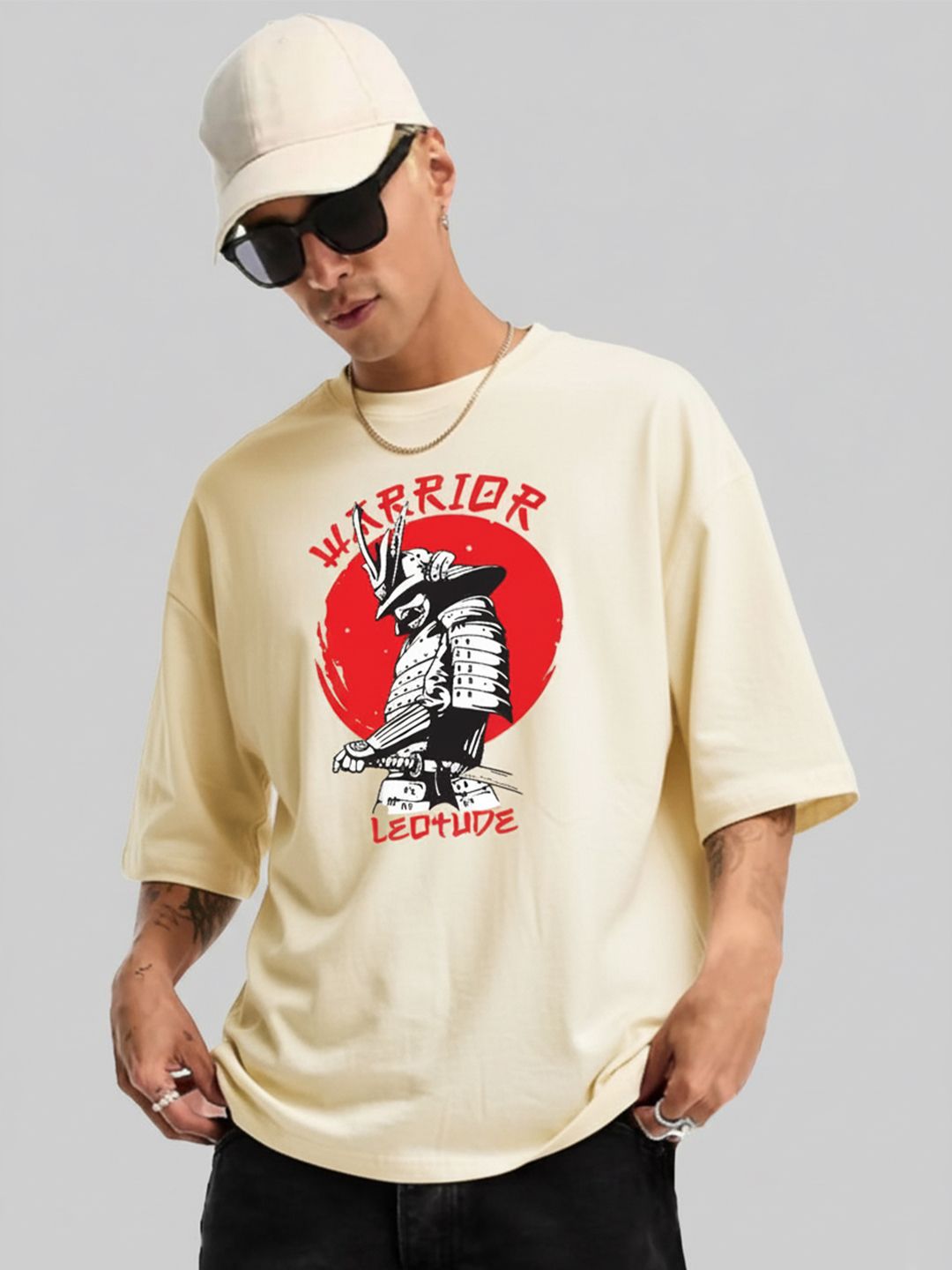 Leotude Men Graphic Printed Round Neck Cotton Relaxed Fit T-shirt