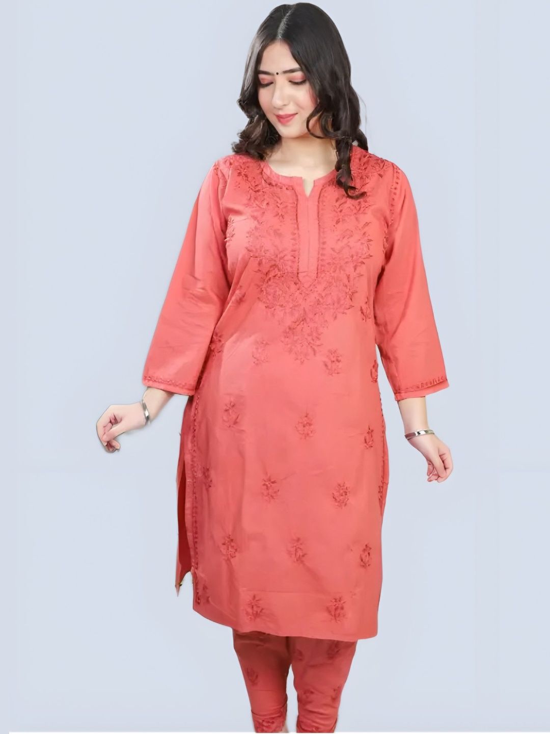 MALABIS Women Floral Embroidered Chikankari Kurta