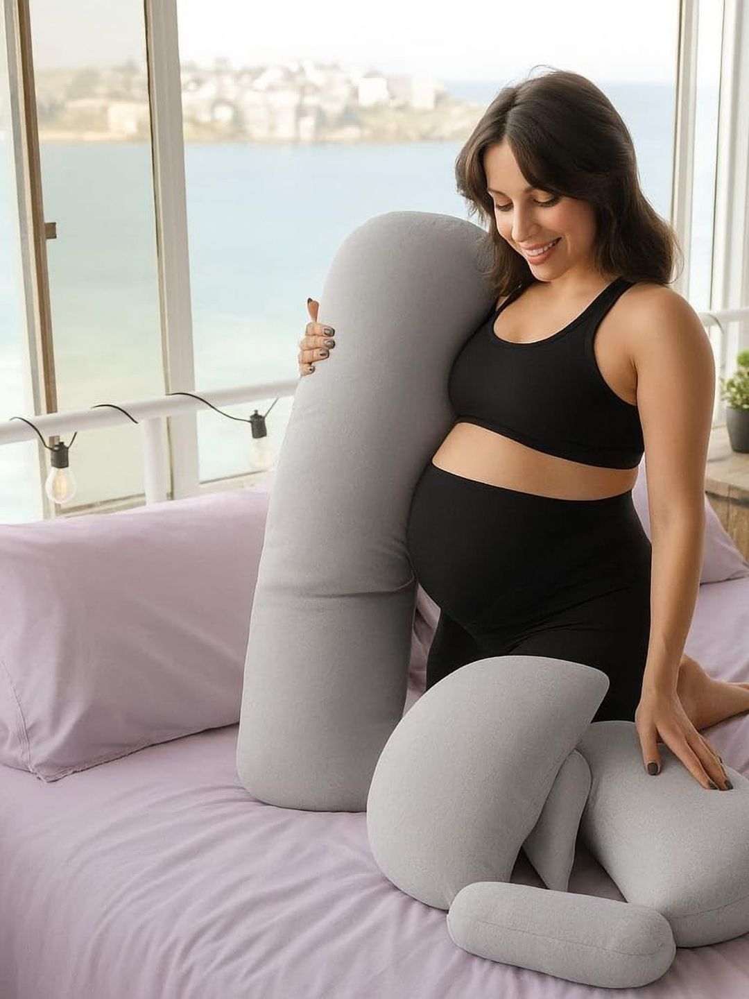 VRINDAKUL Grey 2 Pieces Cotton Filled Polyester Sleep Pillow