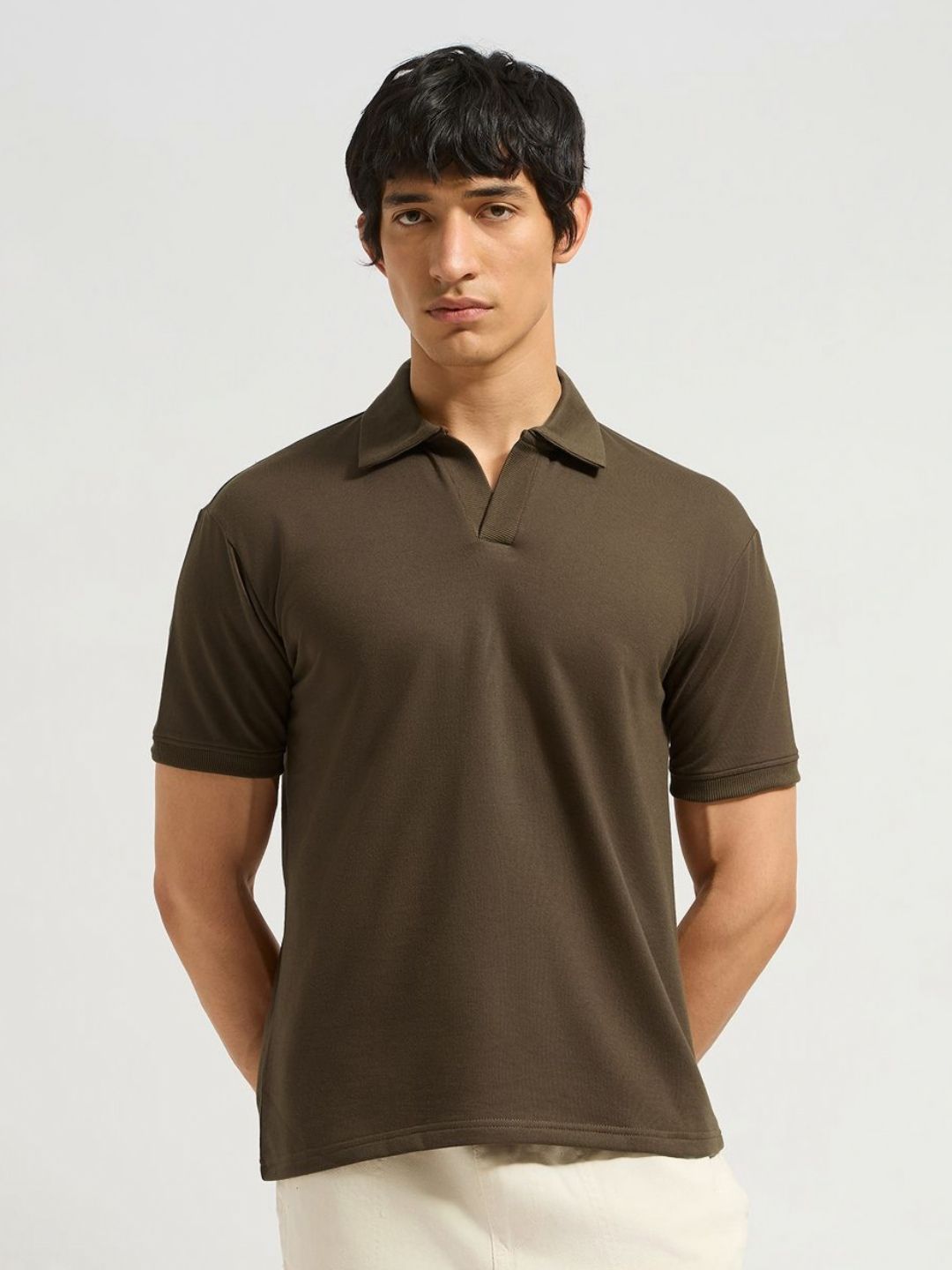MISCHIEF MONKEY Men Polo Collar Short Sleeves Cotton T-shirt