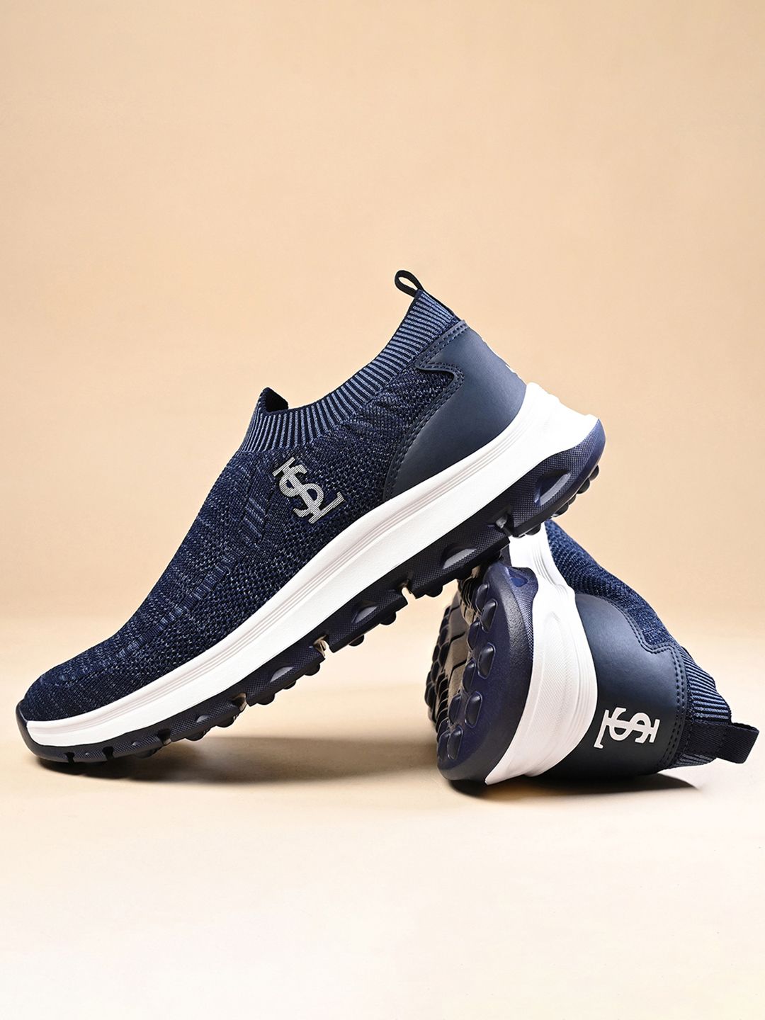 LOUIS STITCH Men's Navy Blue Lightweight Athleisure Flyknit Sport Shoes