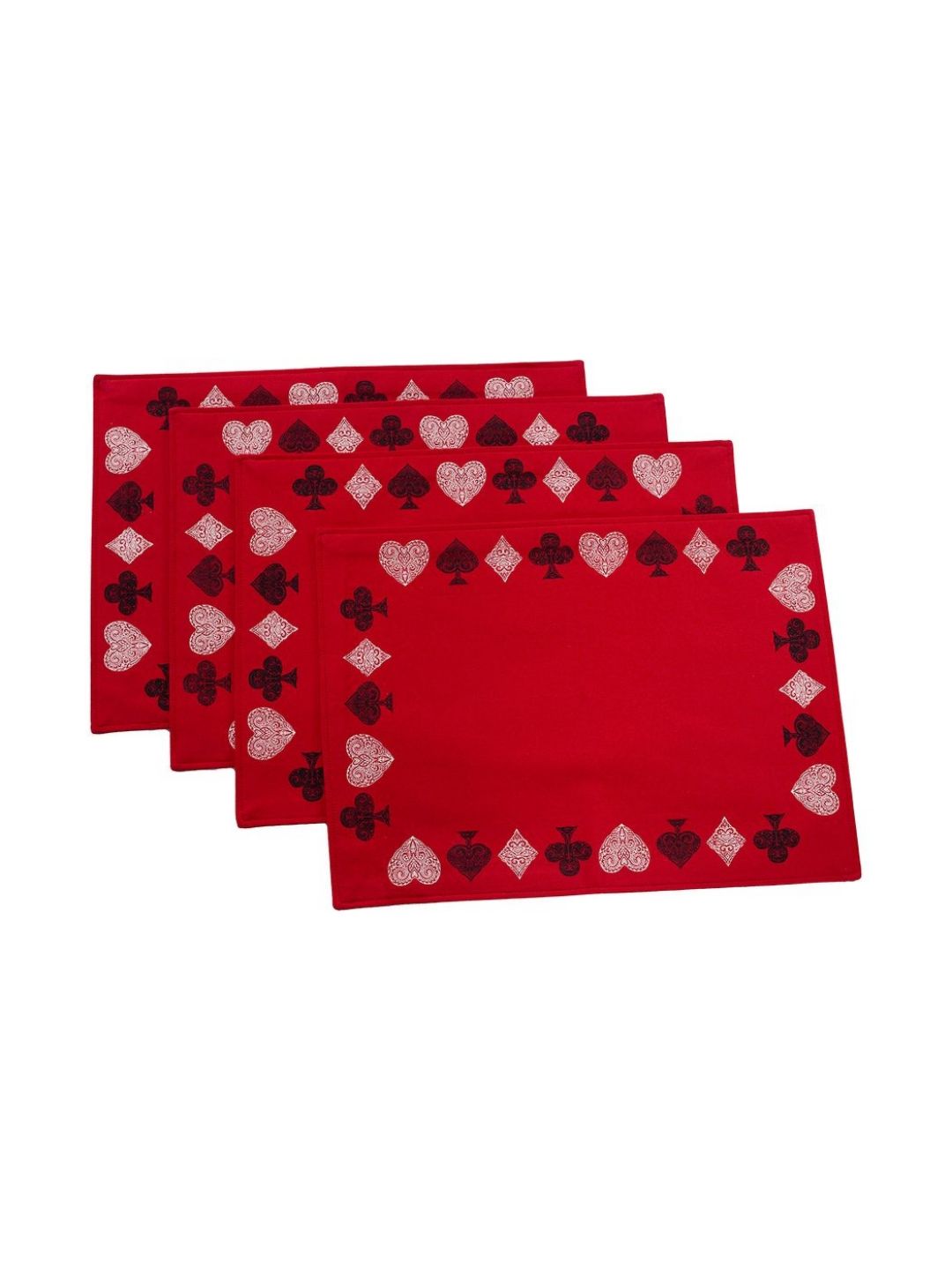 MASPAR Red & Black 4 Pieces Printed Pure Cotton Rectangle Table Placemats