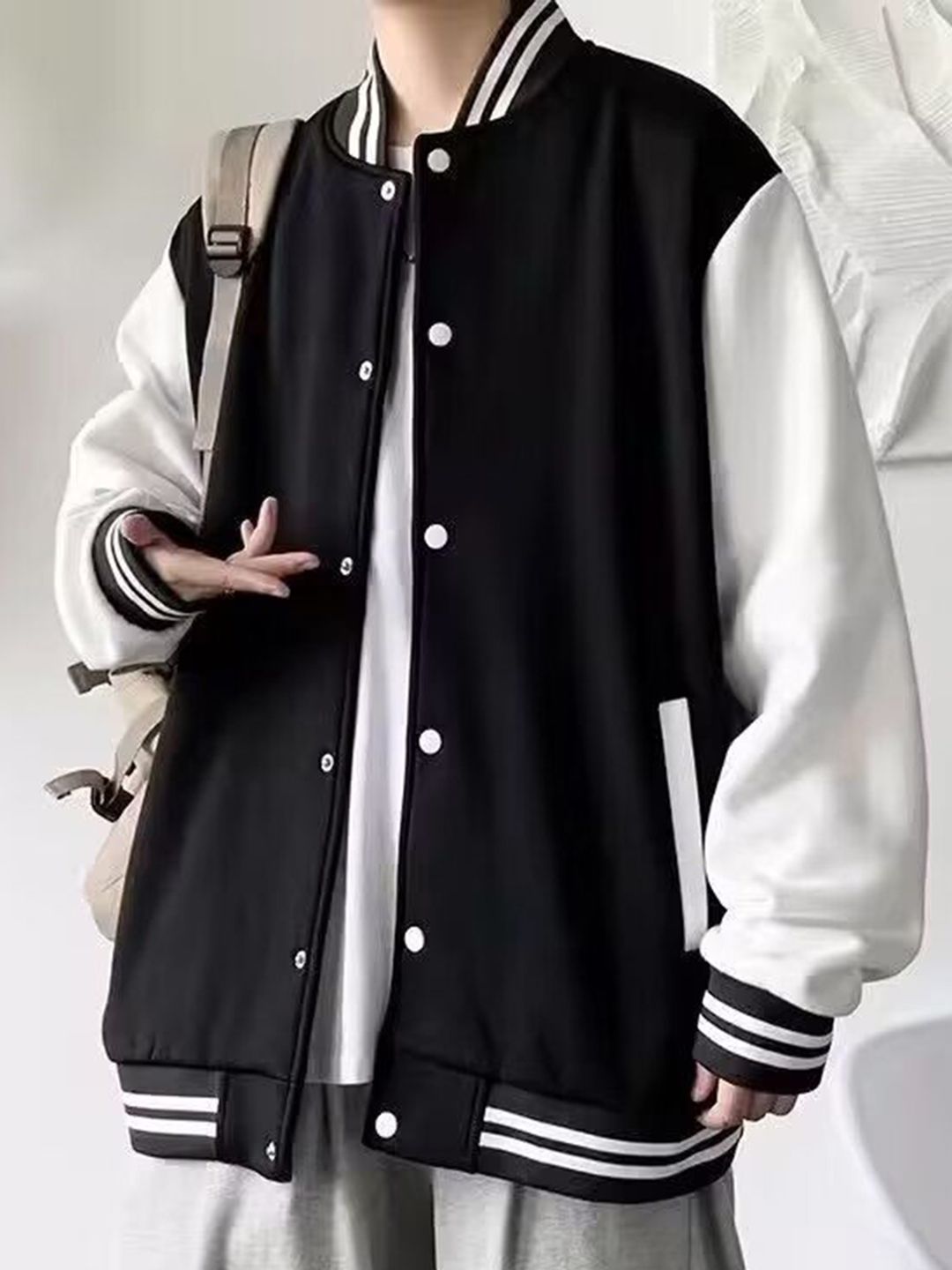 StyleCast x Revolte Colourblocked Collarless Regular Tailored Jacket