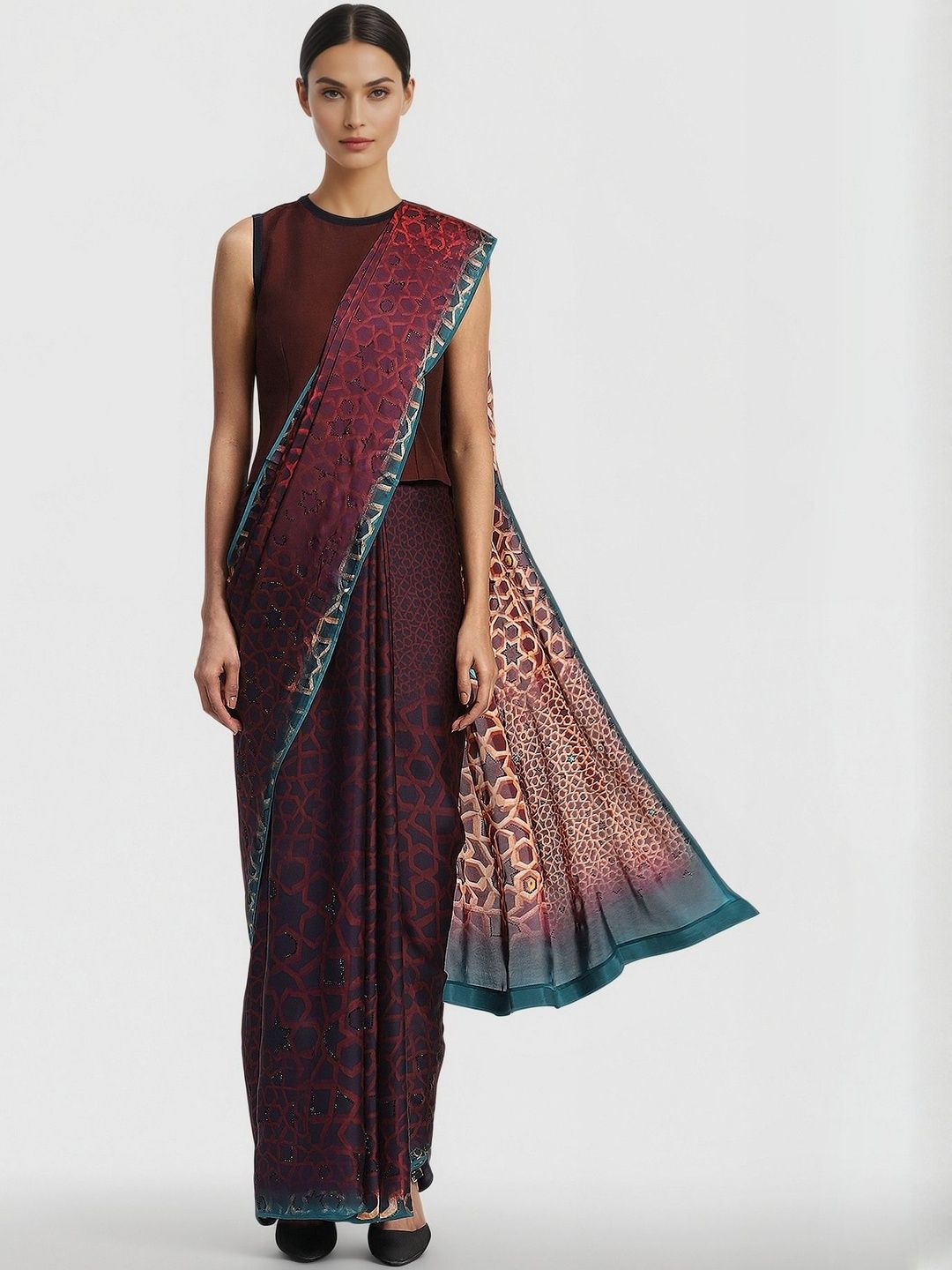 Satya Paul Satya Paul Abstract Printed Saree