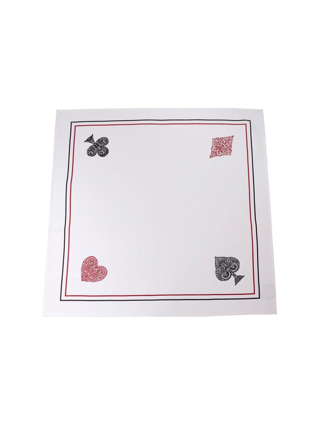 MASPAR White & Black Printed Pure Cotton Table Cover