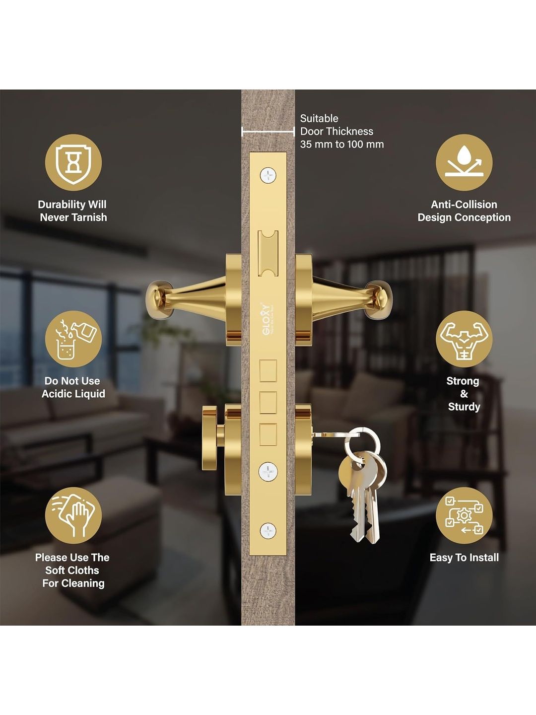 Buy GLOXY Zinc Stainless steel Mortise Door Locks for Main Door