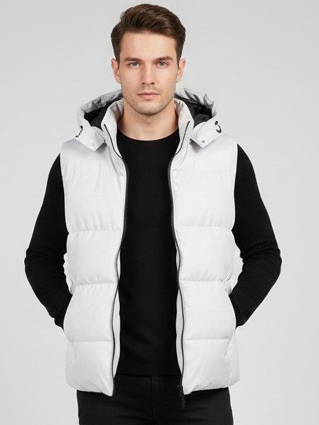 Mast & Harbour Men Hooded Solid Gilet Jacket