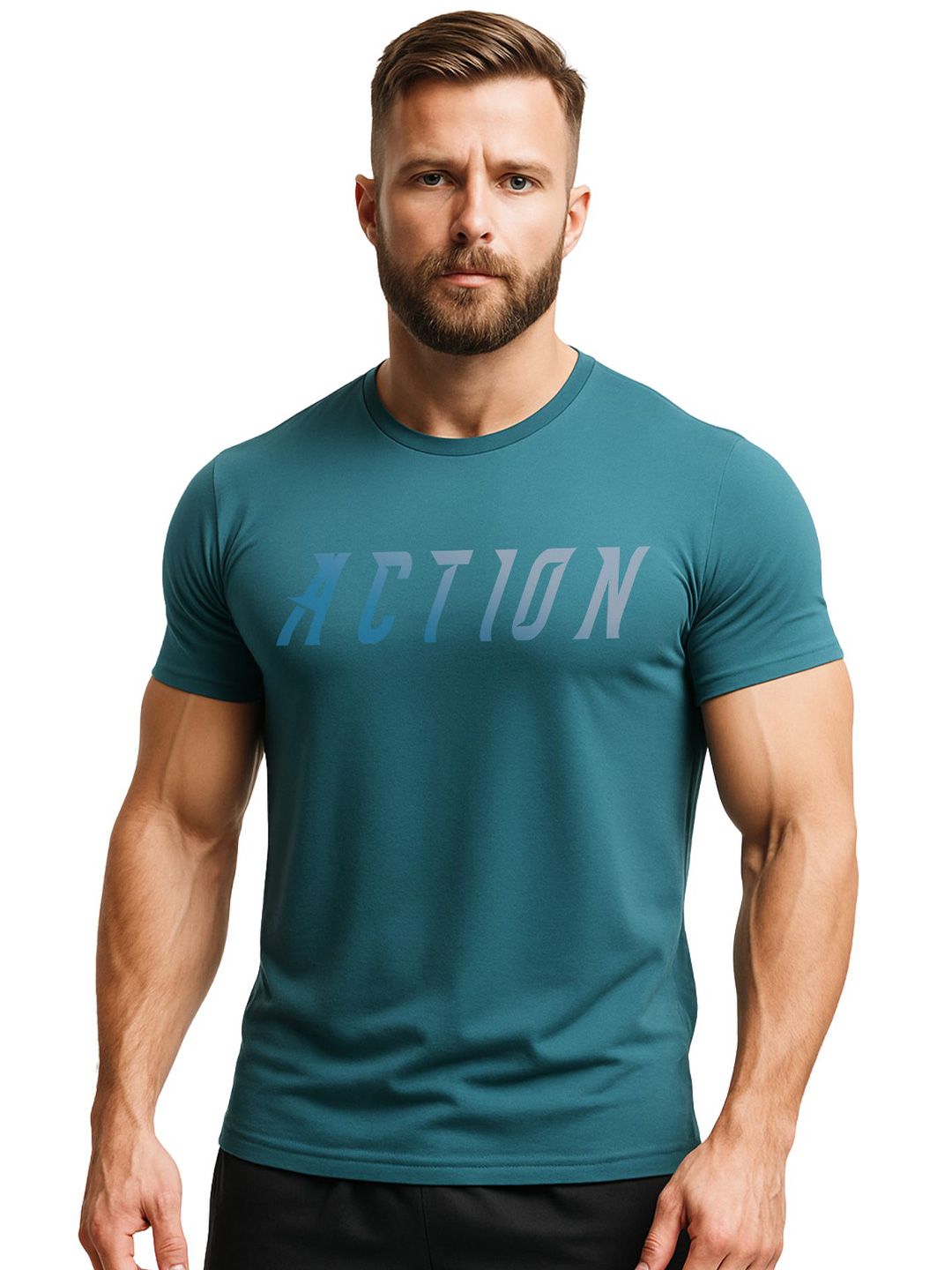 3Colors Typography Printed Round Neck Short Sleeves T-shirt