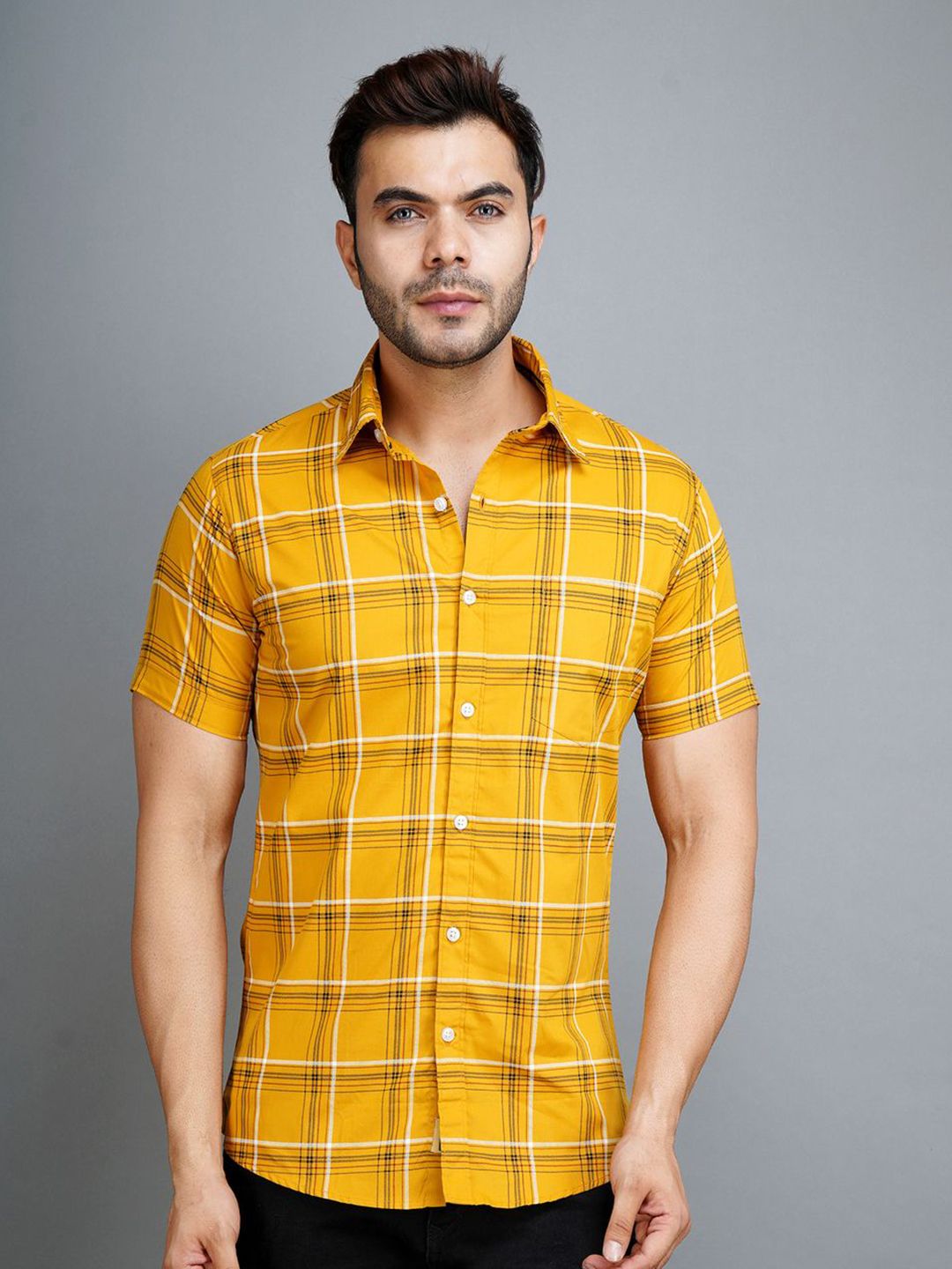 Apuesto Men Checked Cotton Slim Fit Shirts