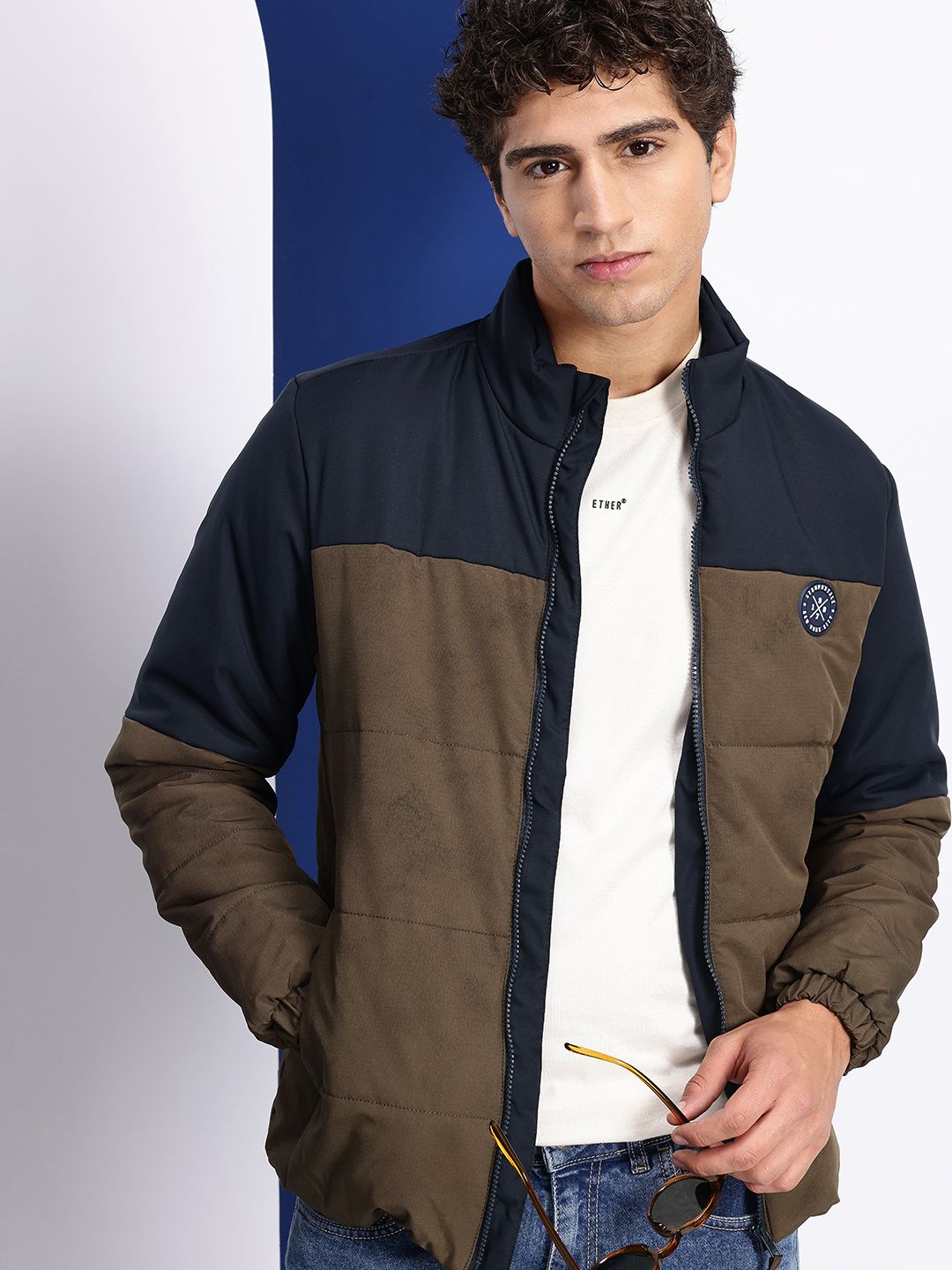 Aeropostale Mock Collar Colourblocked Padded Jacket