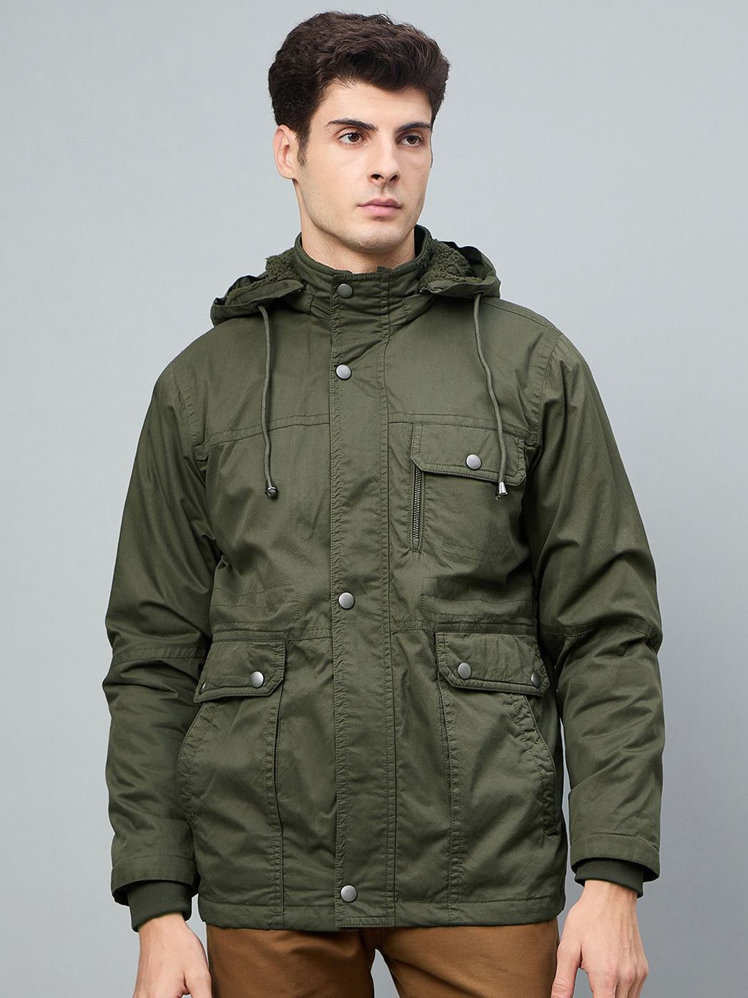 Duke Men Solid Hooded Tailored Jacket