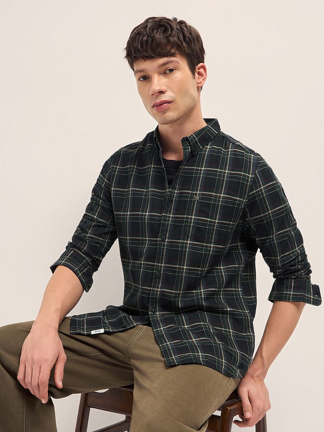 THE BEAR HOUSE THE BEAR HOUSE Men Buffalo Checked Cotton Slim Fit Shirts