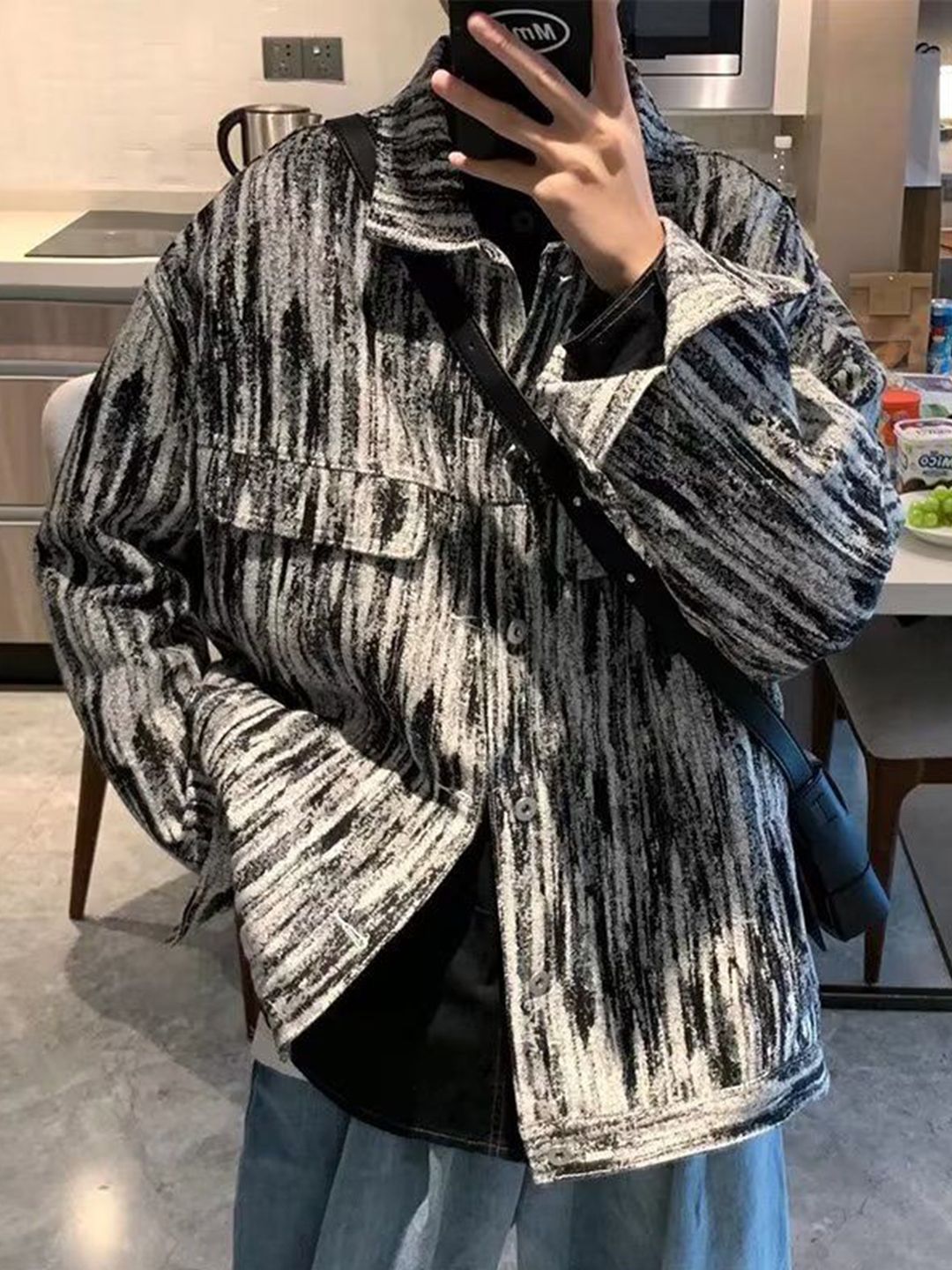 StyleCast x Revolte Tie and Dye Spread Collar Tailored Jacket