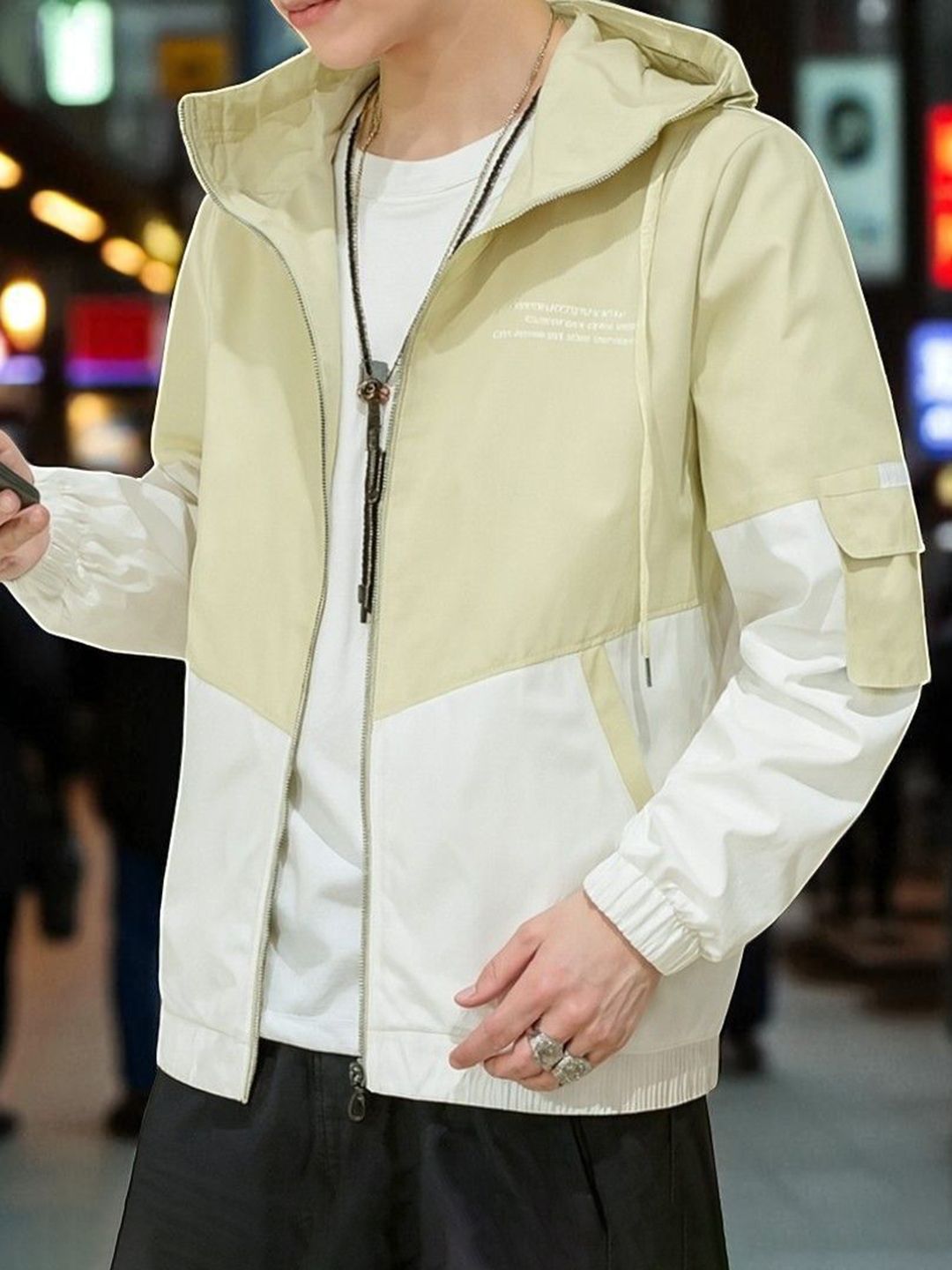PLUS 91 Men Hooded Colourblocked Bomber Jacket