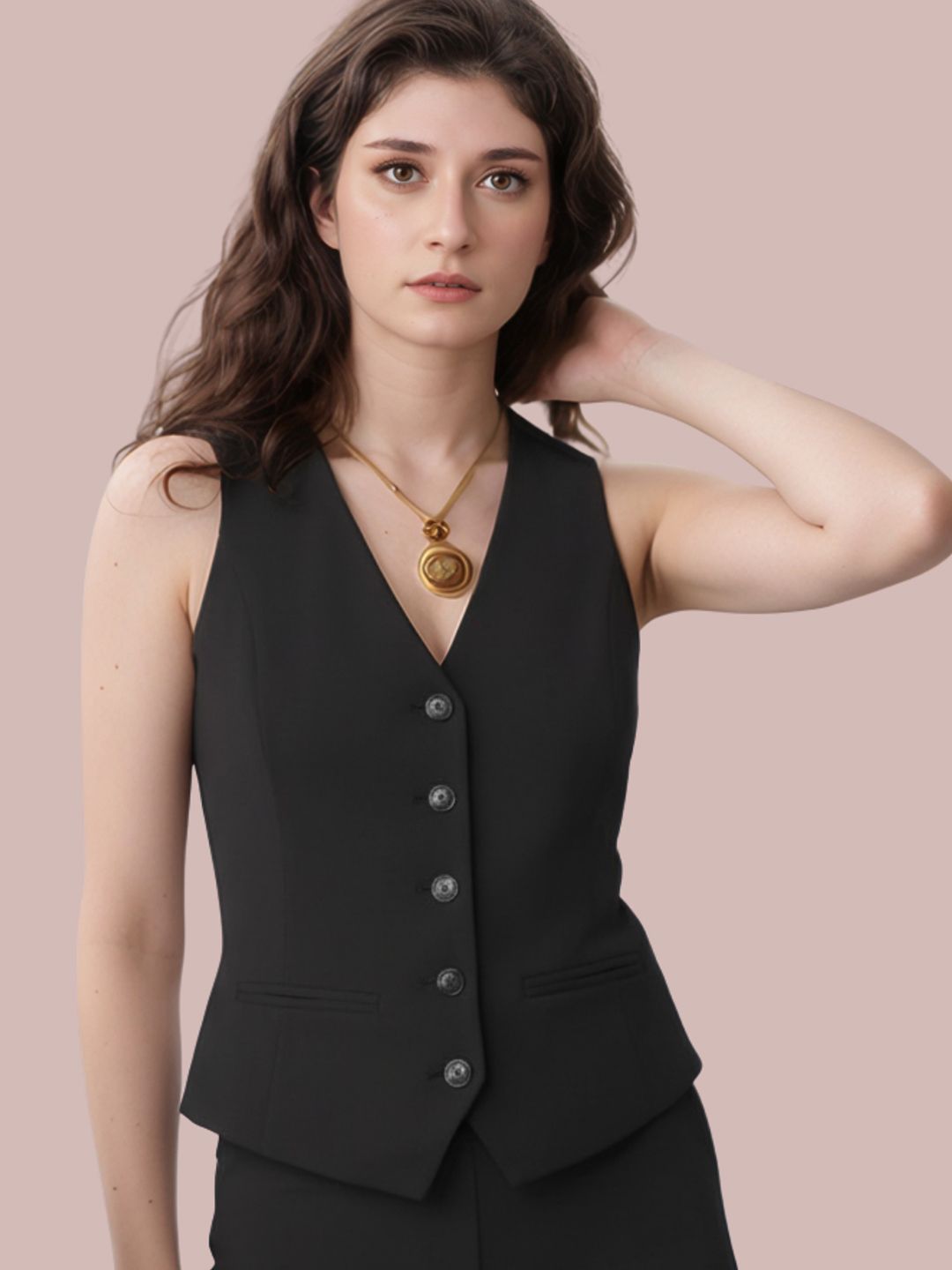 BAESD Sleeveless V-Neck Slim-Fit Waistcoat