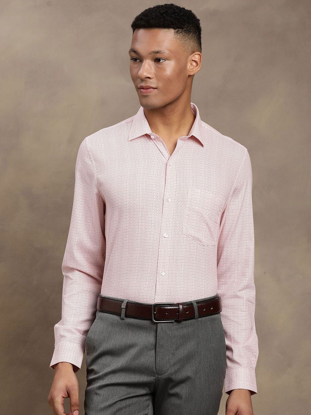 Turtle Standard Slim Fit Printed Pure Cotton Formal Shirt