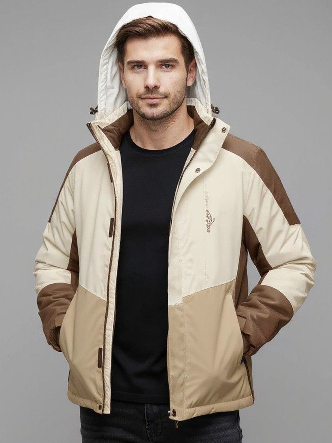 Mast & Harbour Men Hooded Colourblocked Tailored Jacket