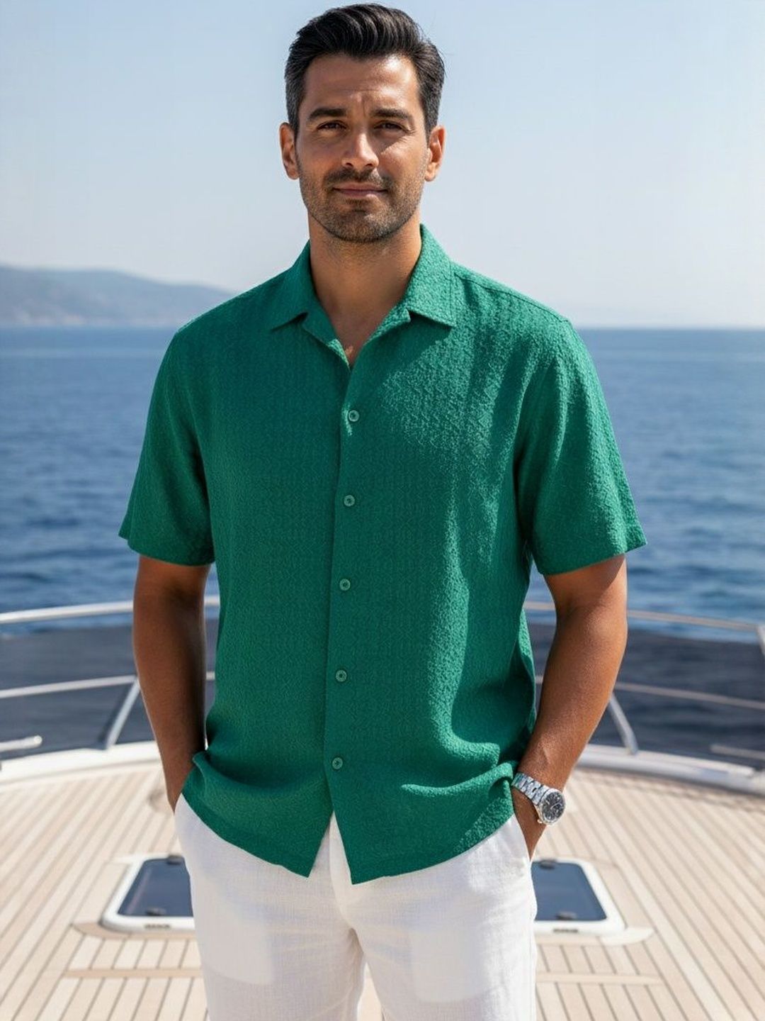 Roadster Roadster Men Cotton Spread Collar Textured Shirts