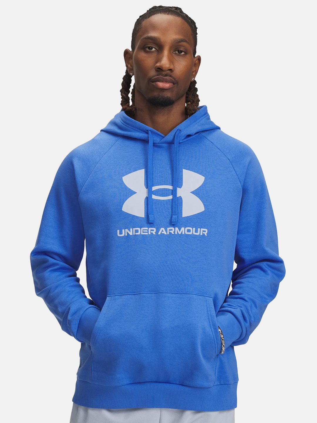 UNDER ARMOUR Brand Logo Printed Raglan Sleeves Hooded Sweatshirt