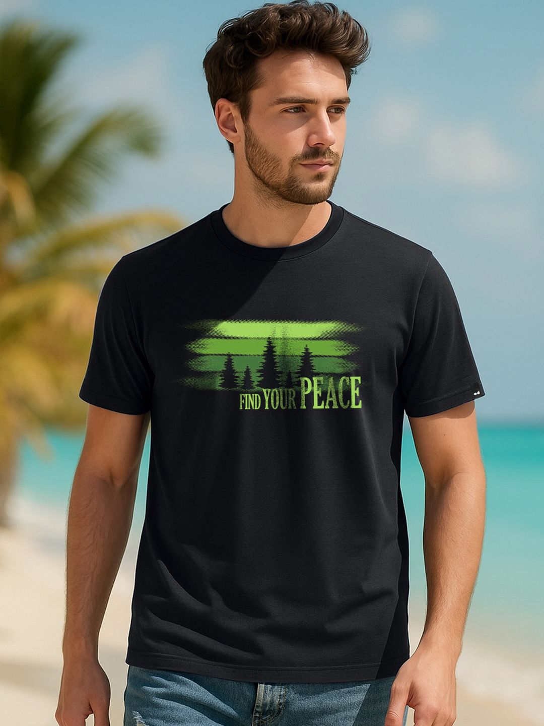 Bewakoof Men Jet Black Who Needs People Graphic Printed T-shirt