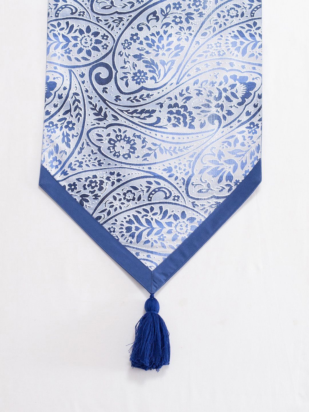 MASPAR Blue & White Printed Pure Cotton Table Runner