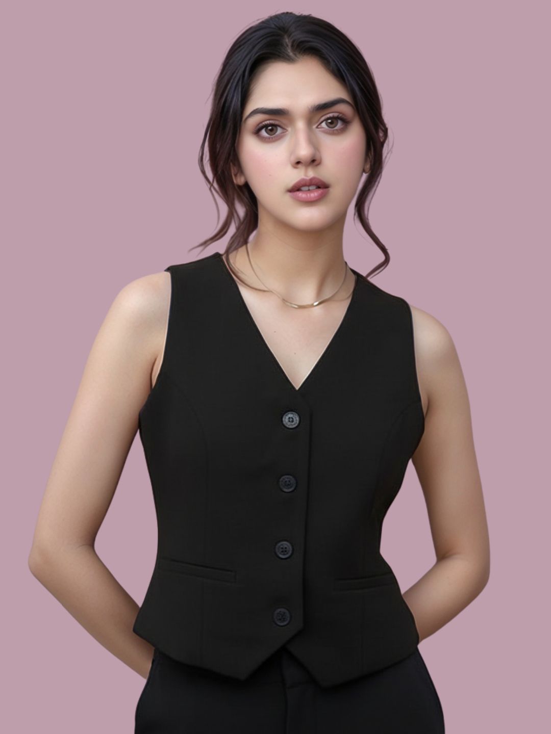 BAESD Sleeveless V-Neck Slim-Fit Waistcoat