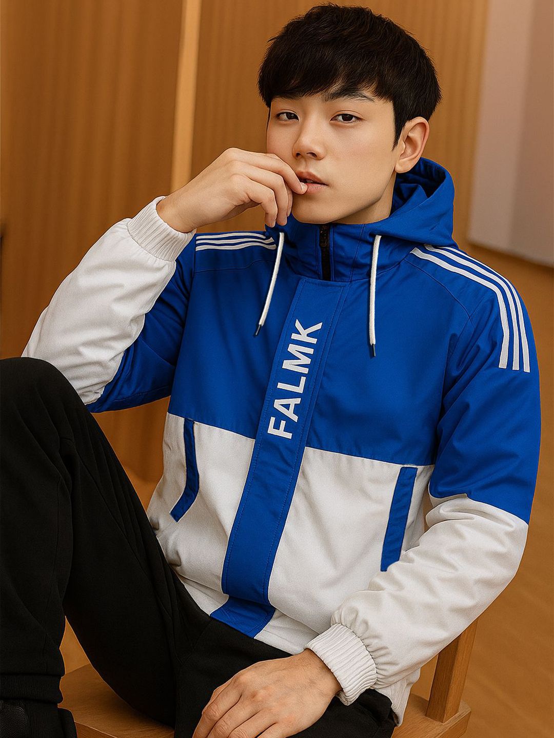 Buy MOTREX Men Hooded Colourblocked Bomber Jacket - Jackets for