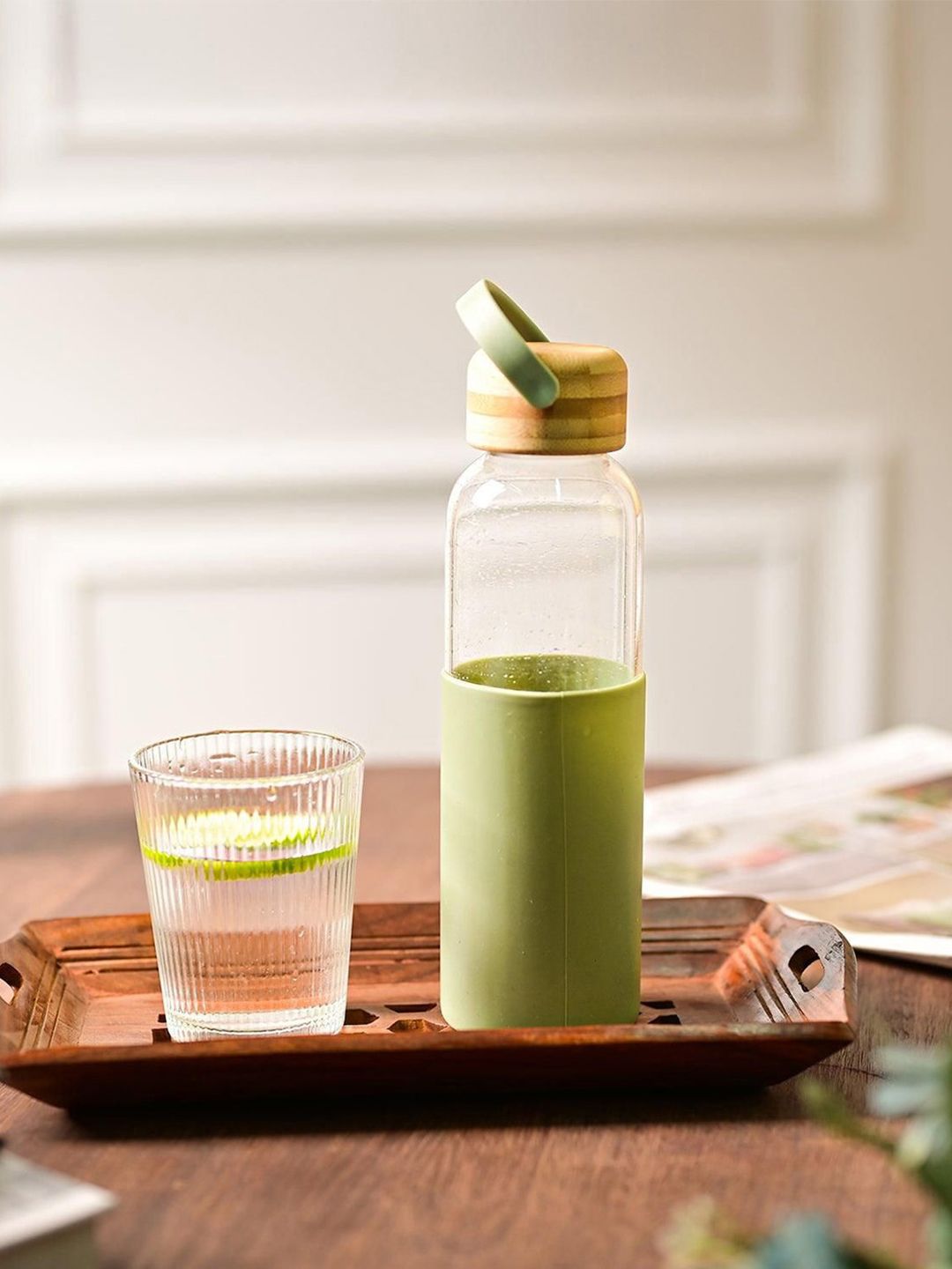 MARKET99 Green & Transparent Glass Water Bottle 500ml