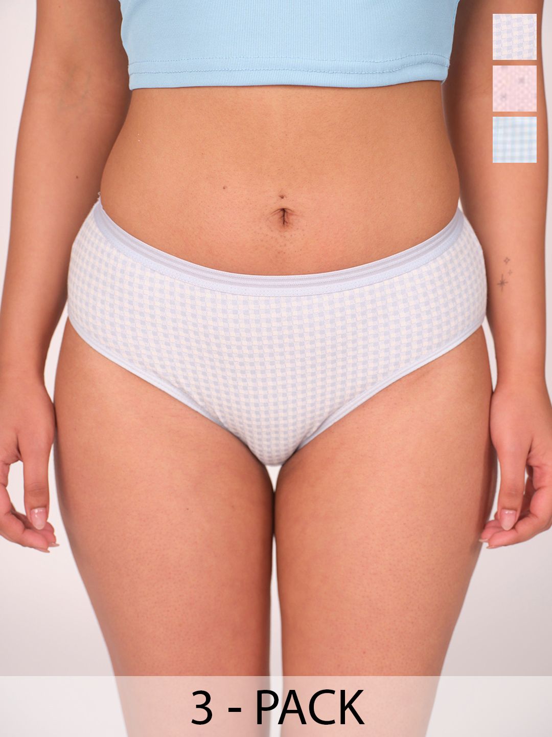 Munns & Mars Pack of 3 Women Printed Mid-Rise Hipster Briefs