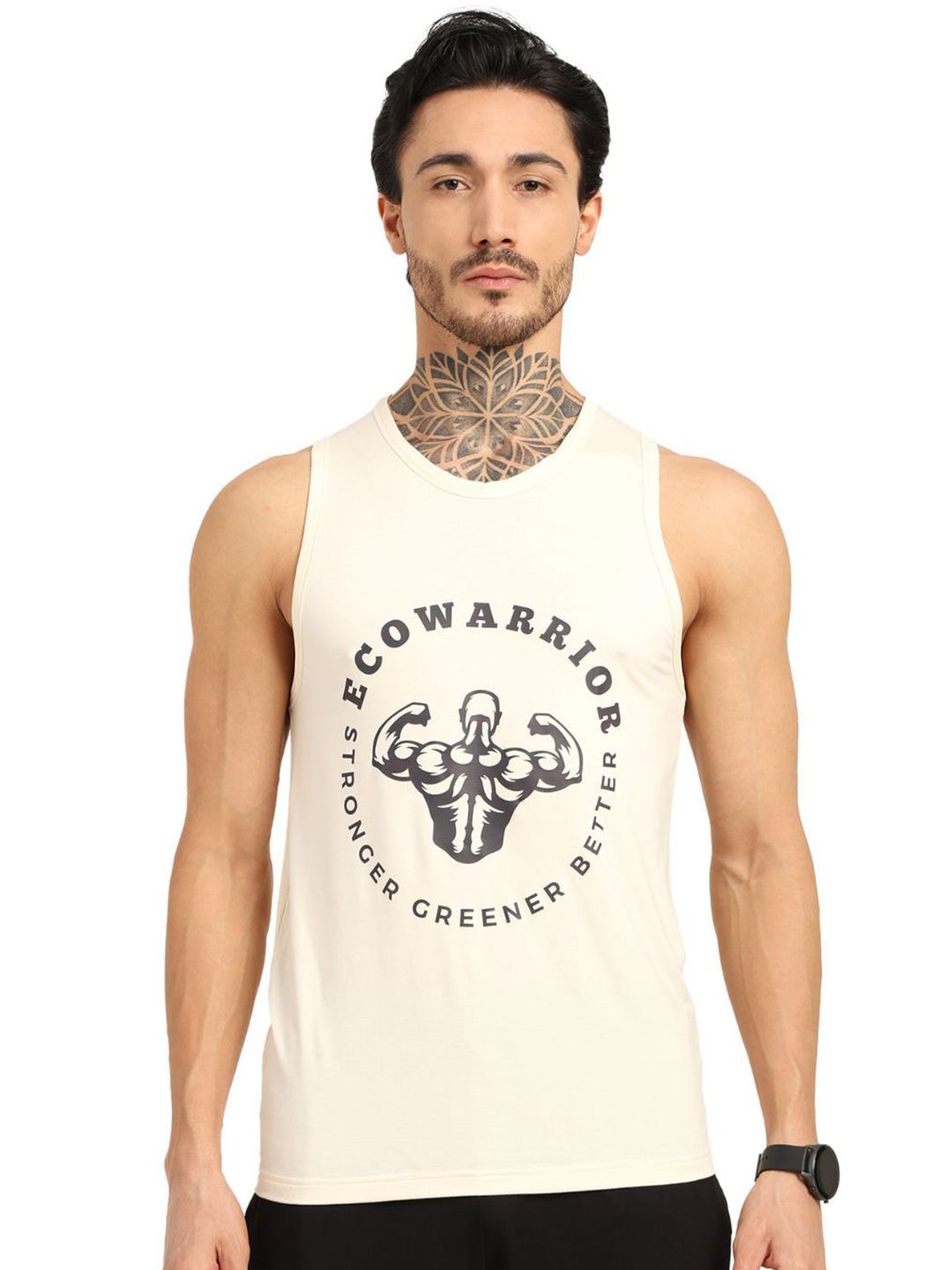 Bamboology Graphic Printed Round Neck Gym Vest