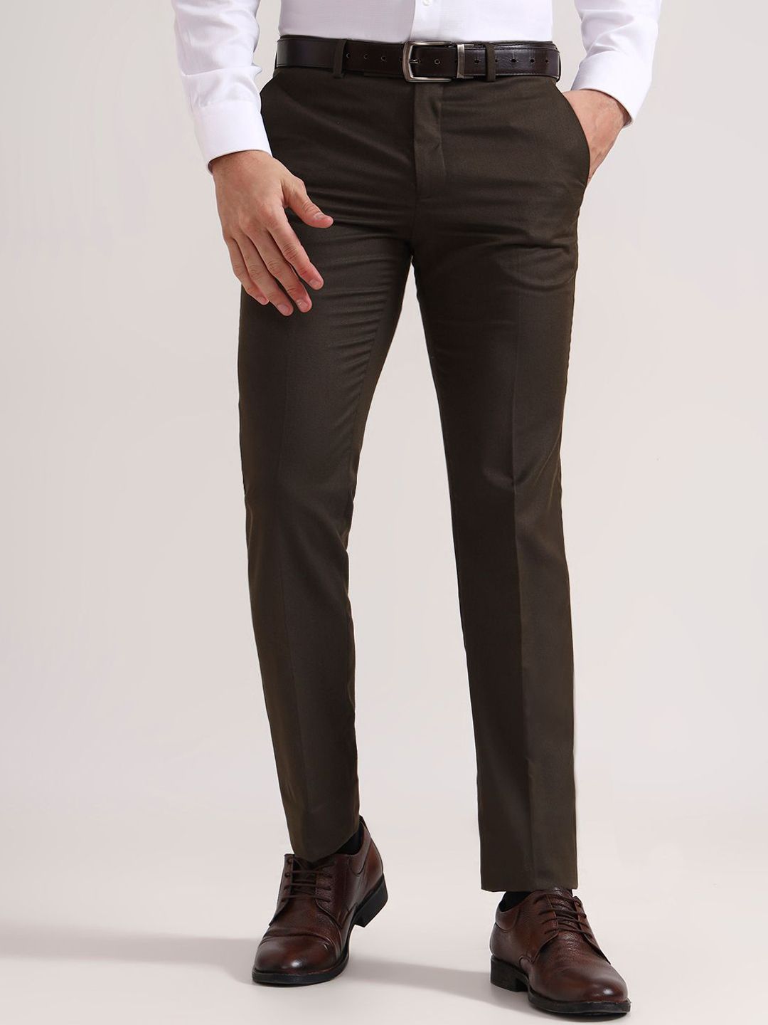 Greenfibre Men Slim Fit Formal Trousers