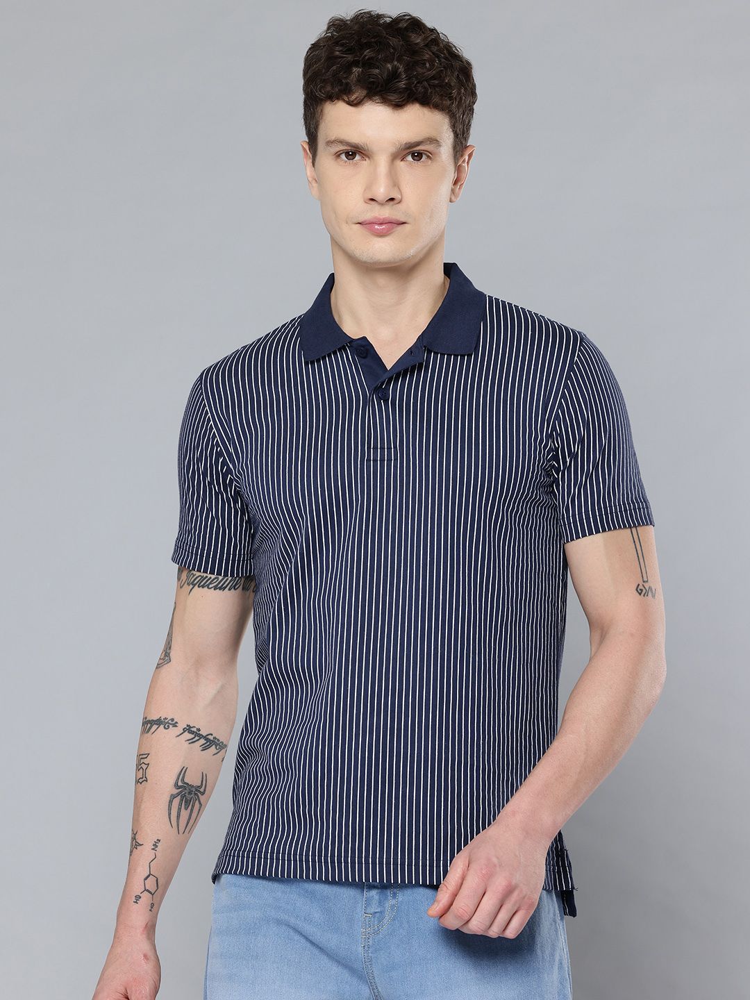 Flying Machine Flying Machine Striped Polo Collar T-shirt