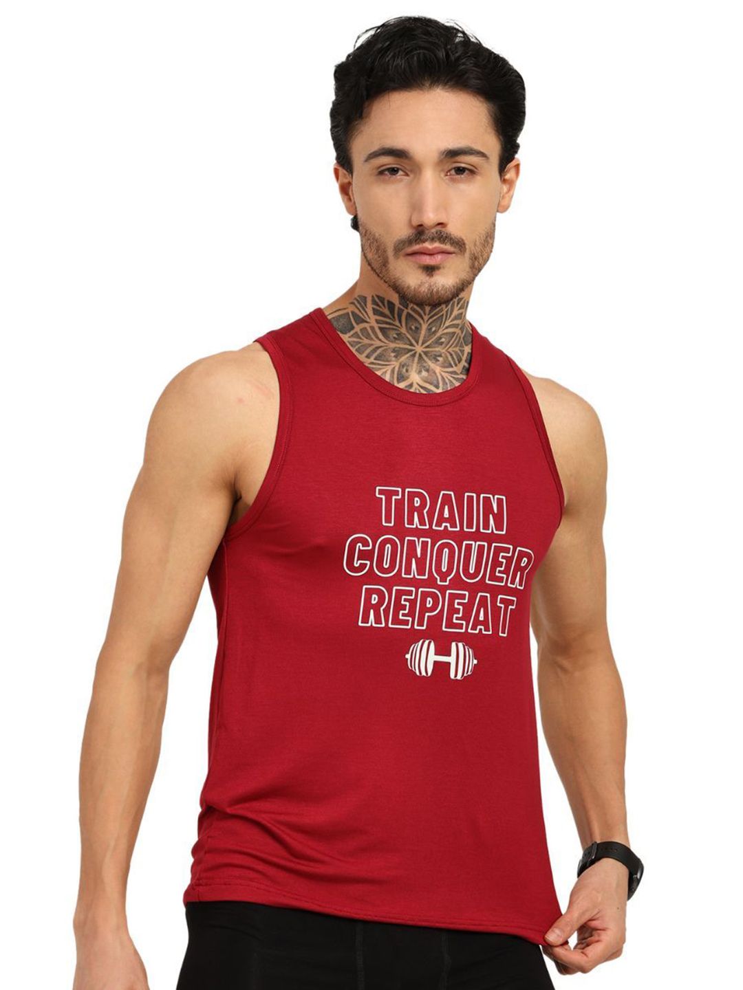 Bamboology Typographic Printed Round Neck Gym Vest
