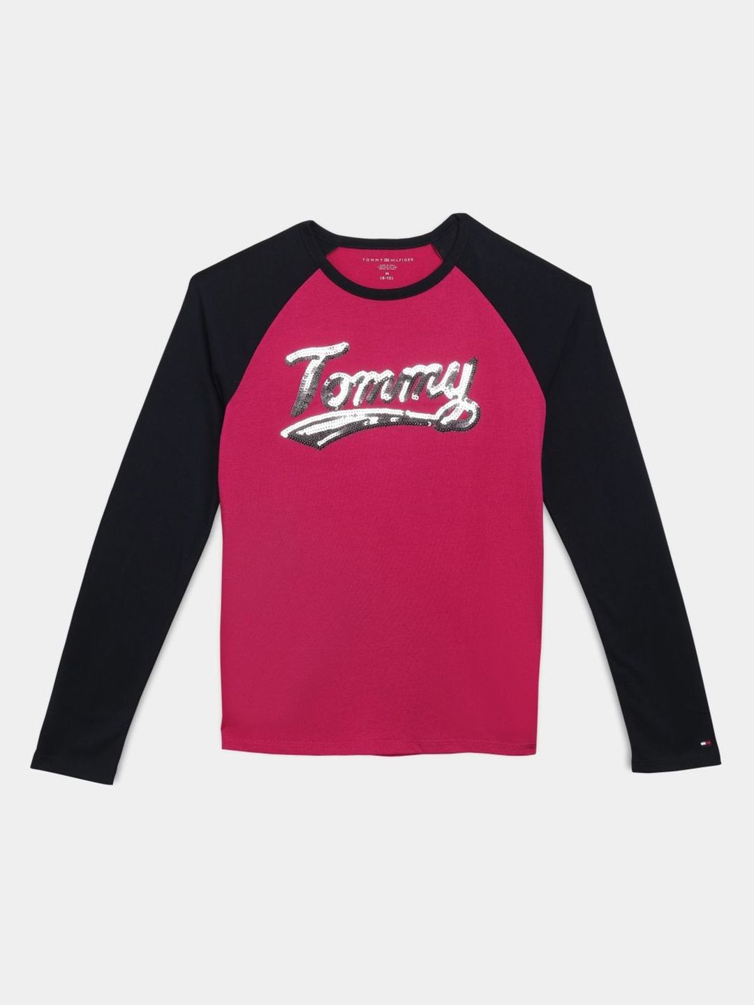Tommy Hilfiger Girls Colourblocked Round Neck Pure Cotton T-shirt