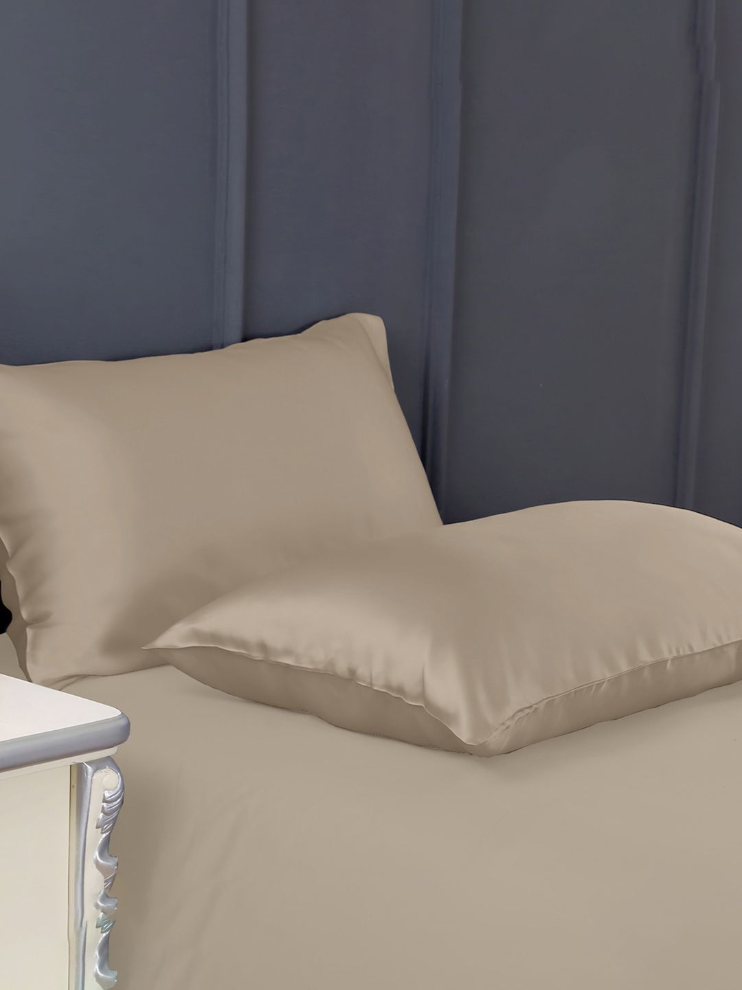 Enchant Home Enchant Home Beige 2 Pieces Pure Silk Rectangle Pillow Covers
