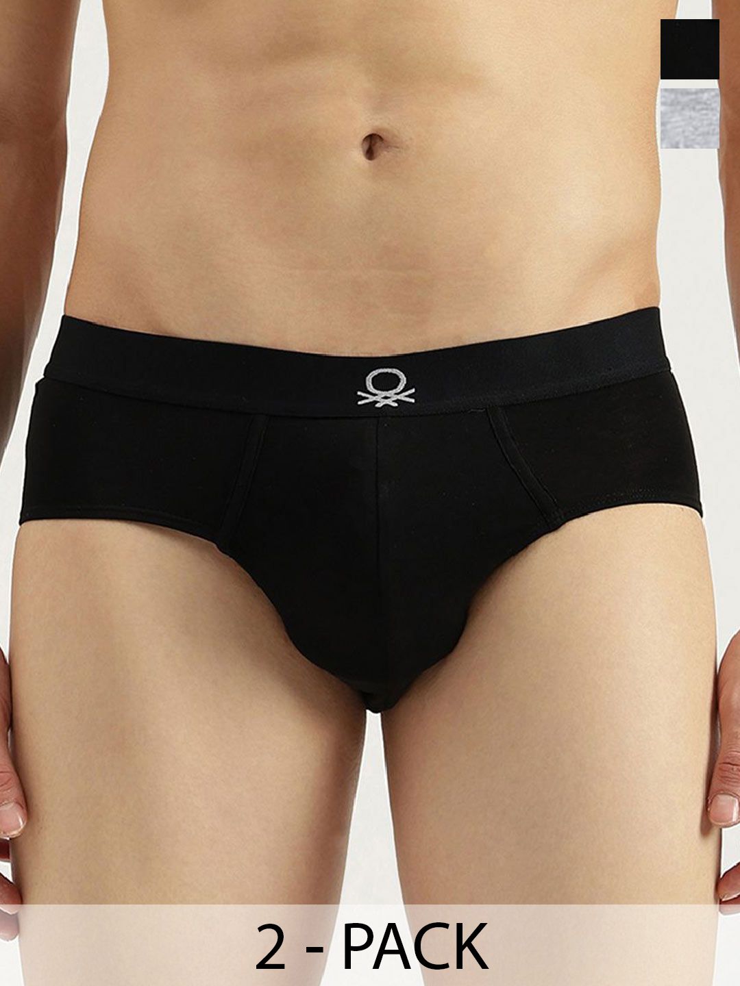United Colors of Benetton United Colors of Benetton Men Pack of 2 Low-Rise Comfort Stretchable Basic Brief