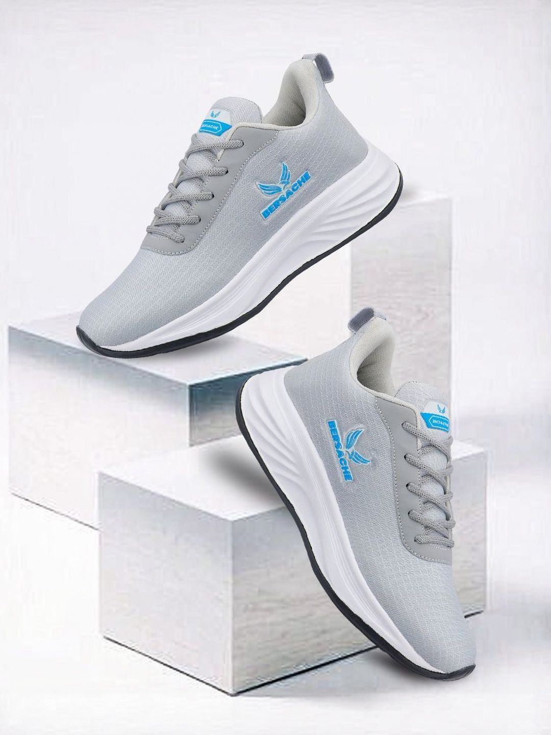 BERSACHE Men White Marking Lace-Ups Running Sports Shoes