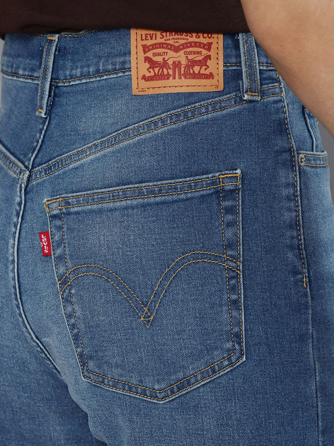 Med Indigo Loose Fit High Rise Jeans