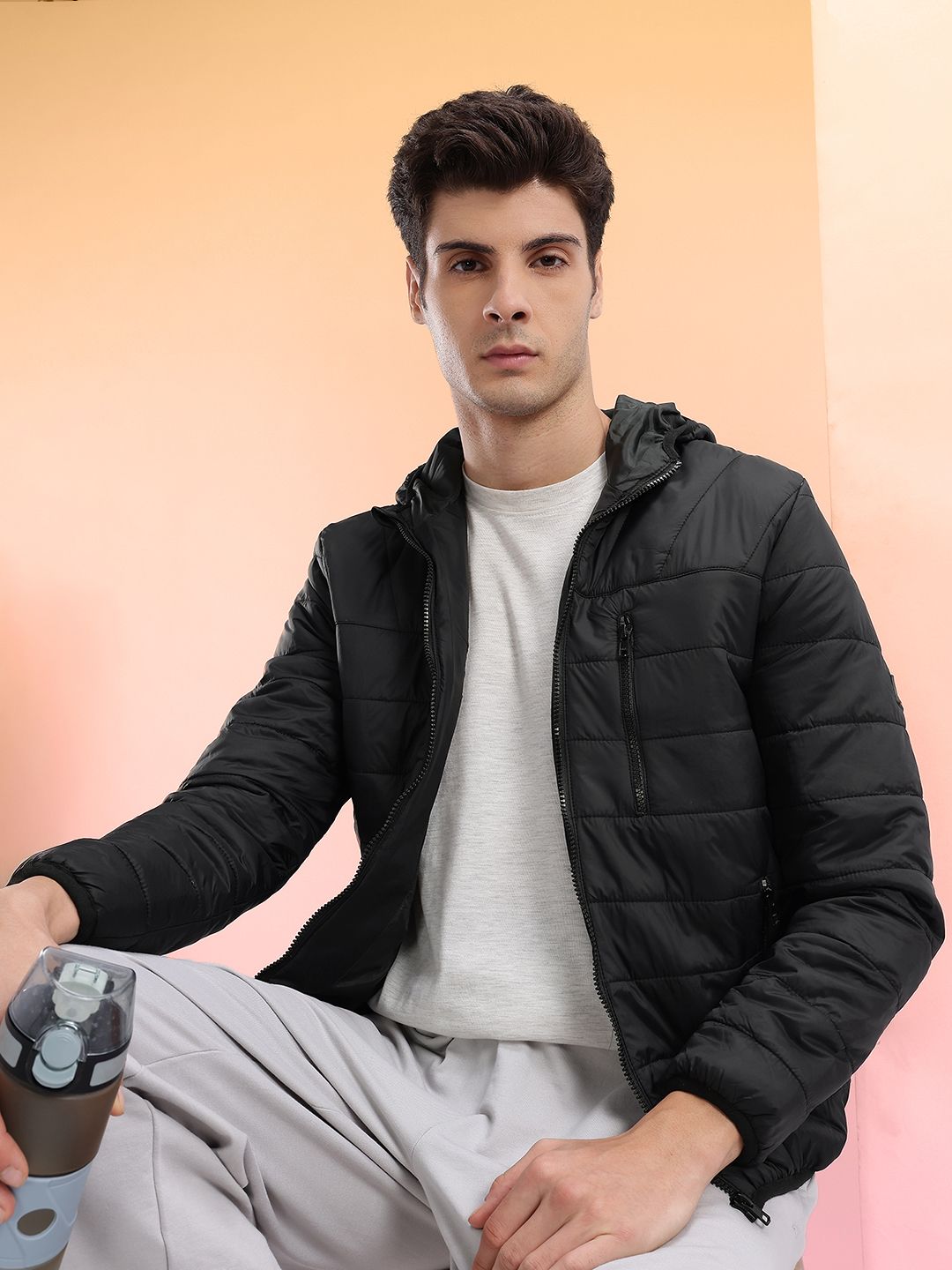 HRX by Hrithik Roshan Solid Hooded Padded Jacket