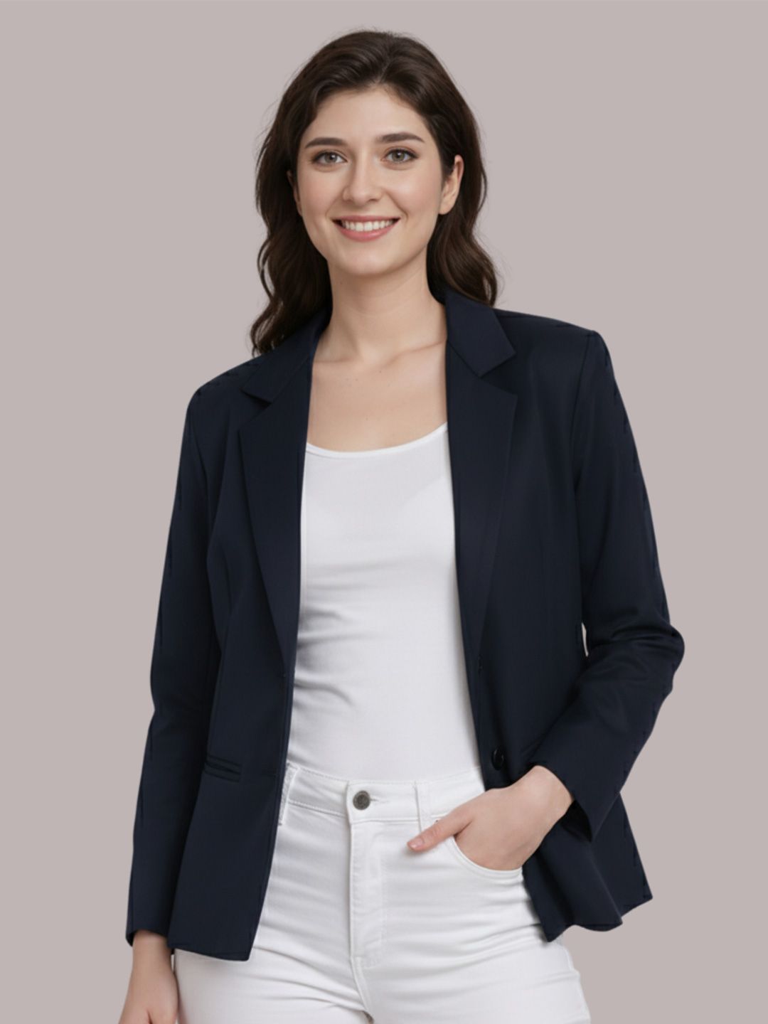 Moda Rapido Notched Lapel Collar Single-Breasted Formal Blazer