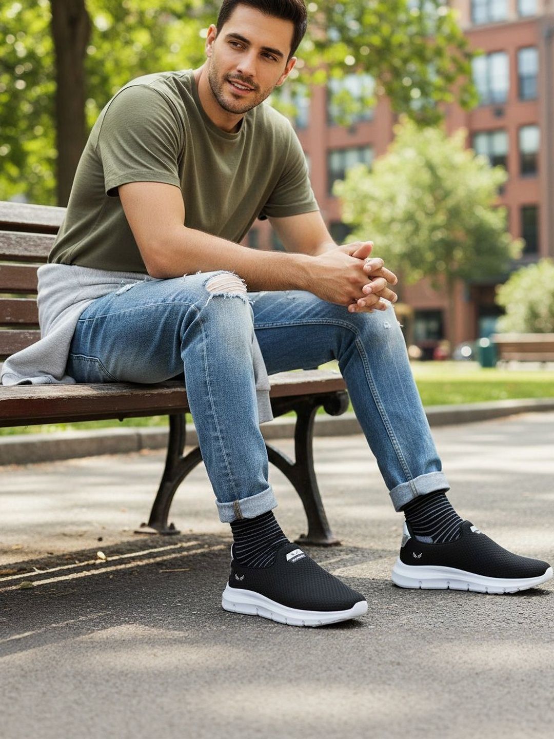 BERSACHE Men Mesh Slip-on Shoes