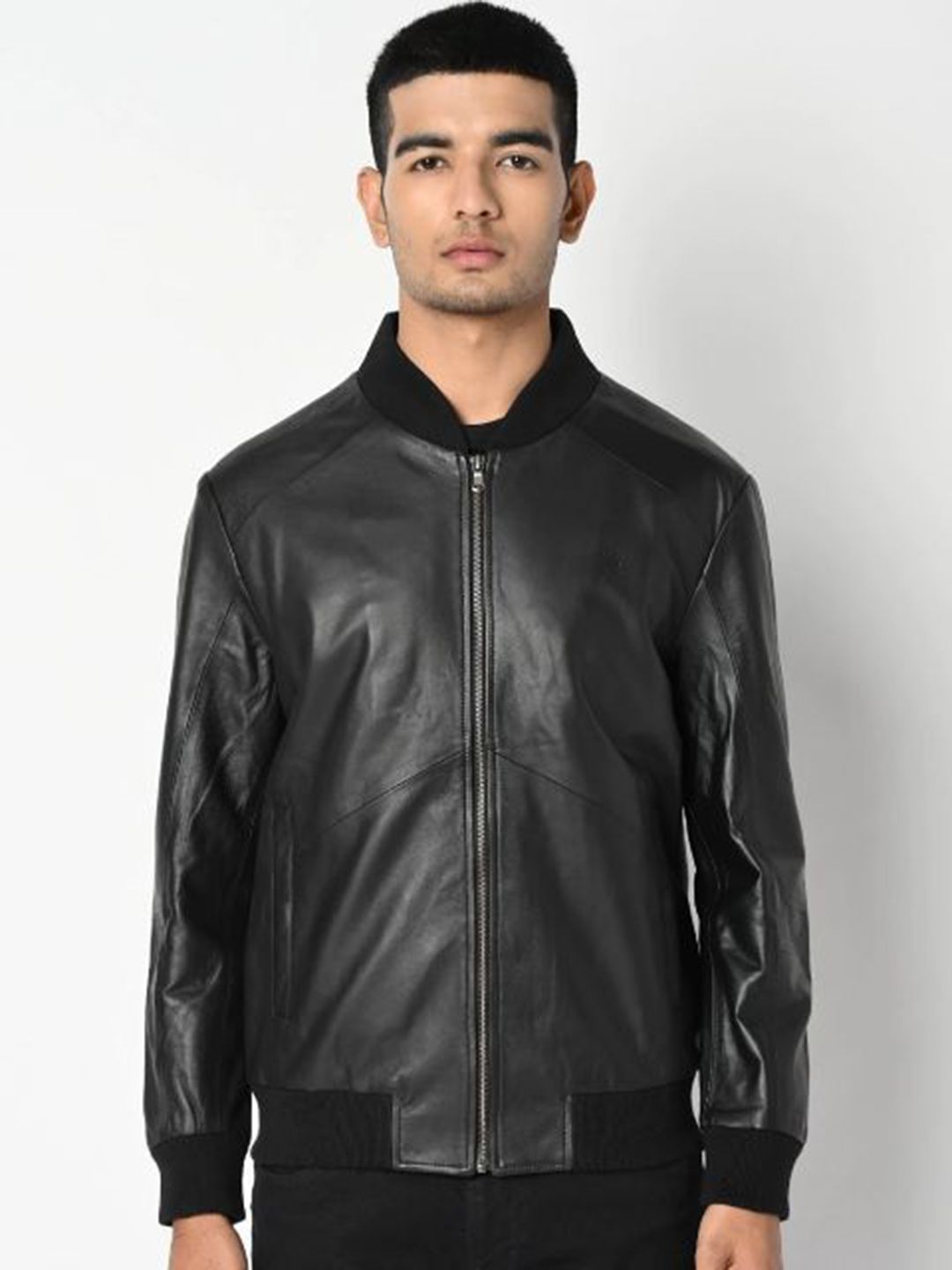 Tortoise Men Stand Collar Solid Lightweight Bomber Jacket